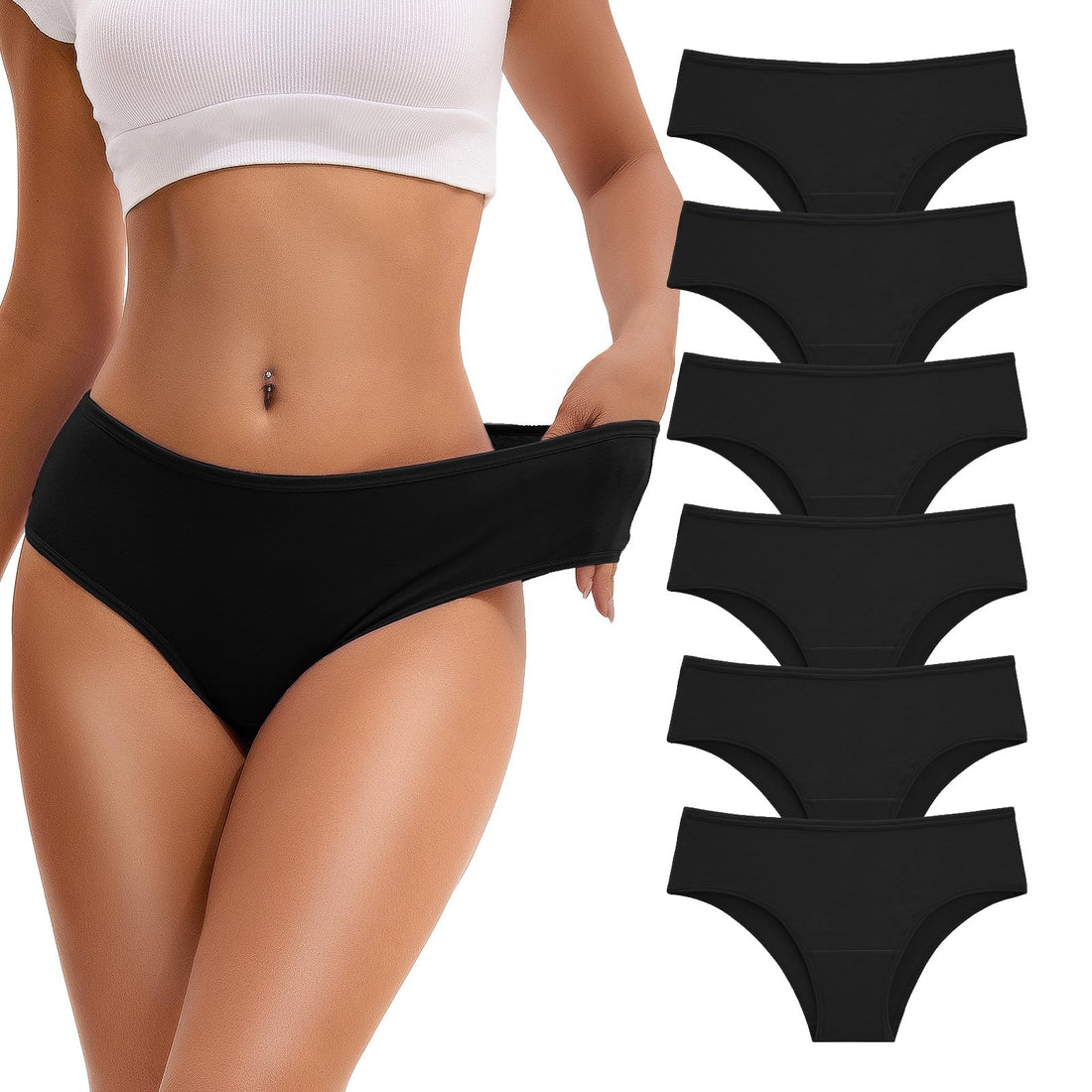 INNERSY Women's Cotton Underwear Cheeky Hipster Panties 6-Pack