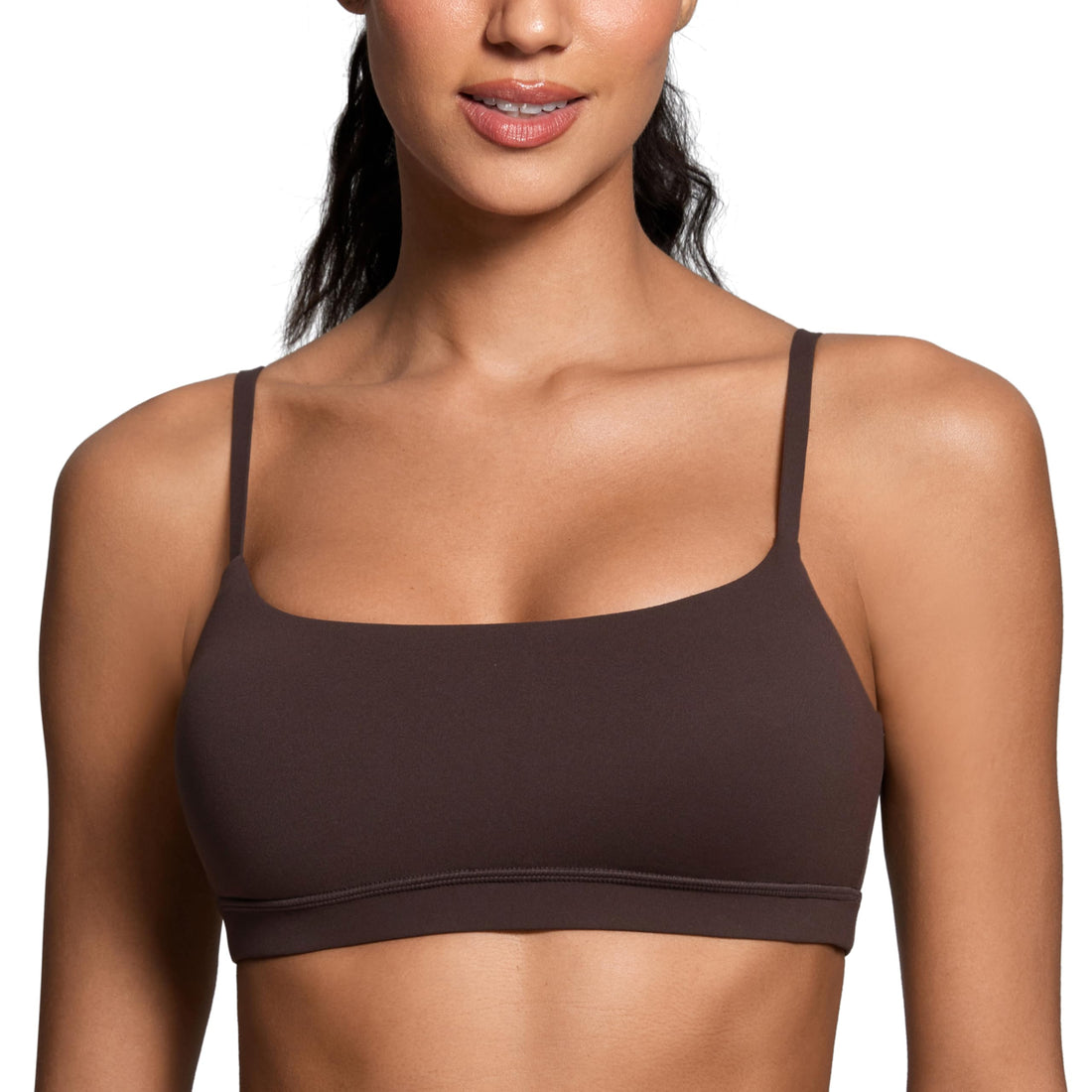CRZ YOGA Butterluxe Scoop Neck Sports Bras | Light Support, Removable Pads, Yoga, Extremely Soft, U Back, Adjustable Spaghetti Straps, for Women