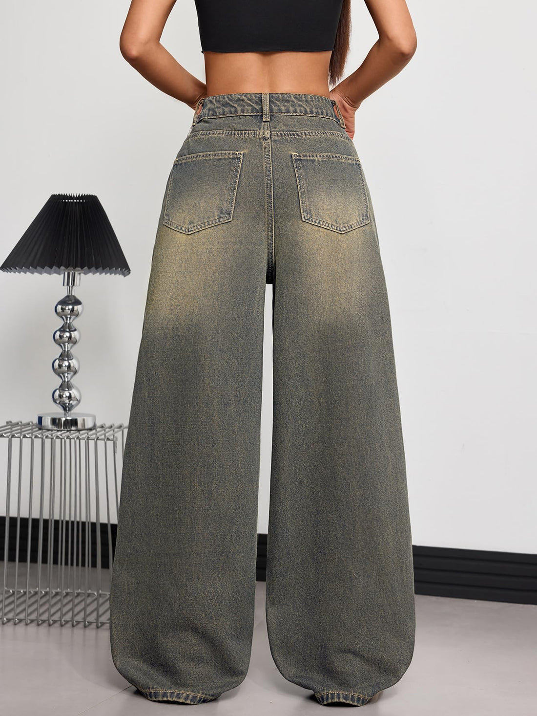 Womens Baggy Jeans Wide Leg Denim Pants Y2k 90s Vintage Hip Hop Loose Long Trousers Streetwear