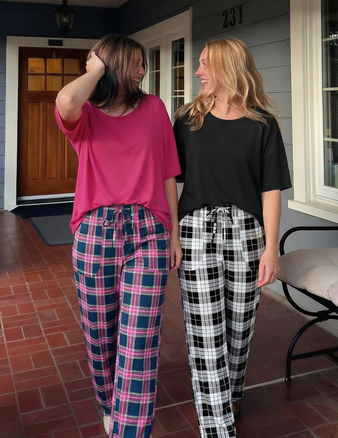 Ekouaer 2 Pack Womens Pajamas Sets Short Sleeve Long Pants Pjs Lounge Set