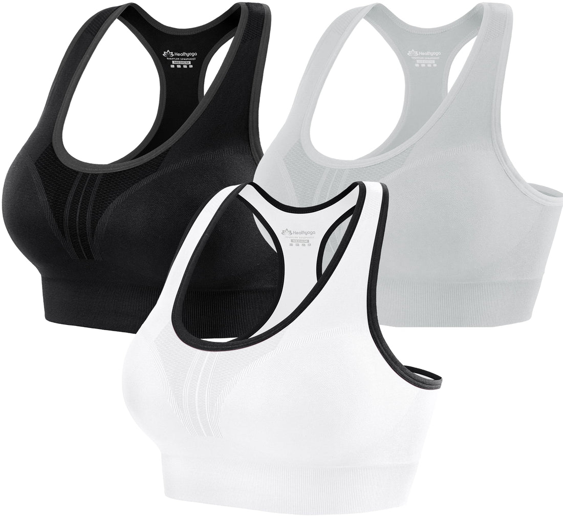 Heathyoga High Impact Sports Bras for Women High Support Padded Sports Bra Pack Racerback Bras for Women Workout Bra Sets