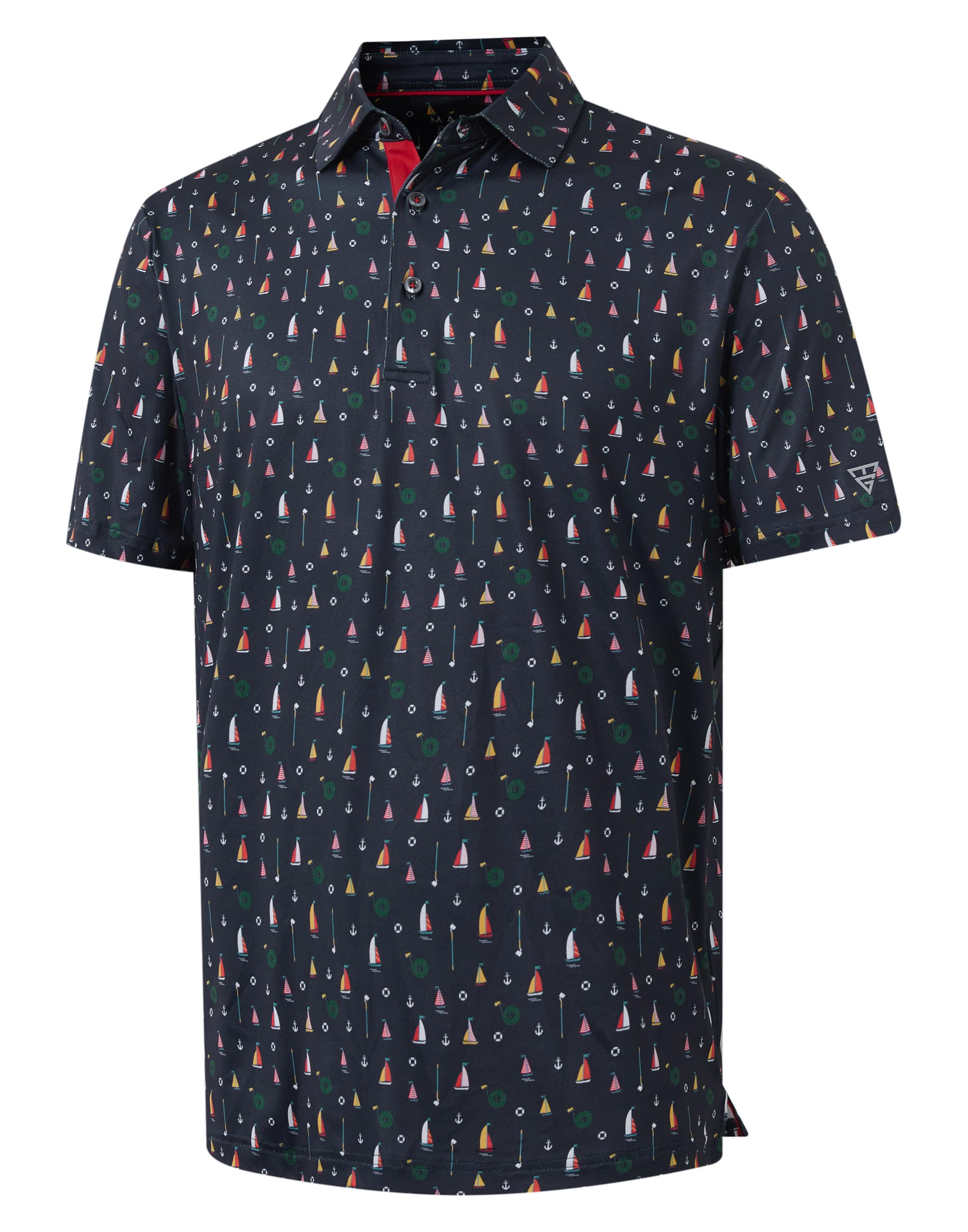 M MAELREG Mens Golf Shirt Print Performance Moisture Wicking Dry Fit Short Sleeve Casual Collared Polo Shirts for Men