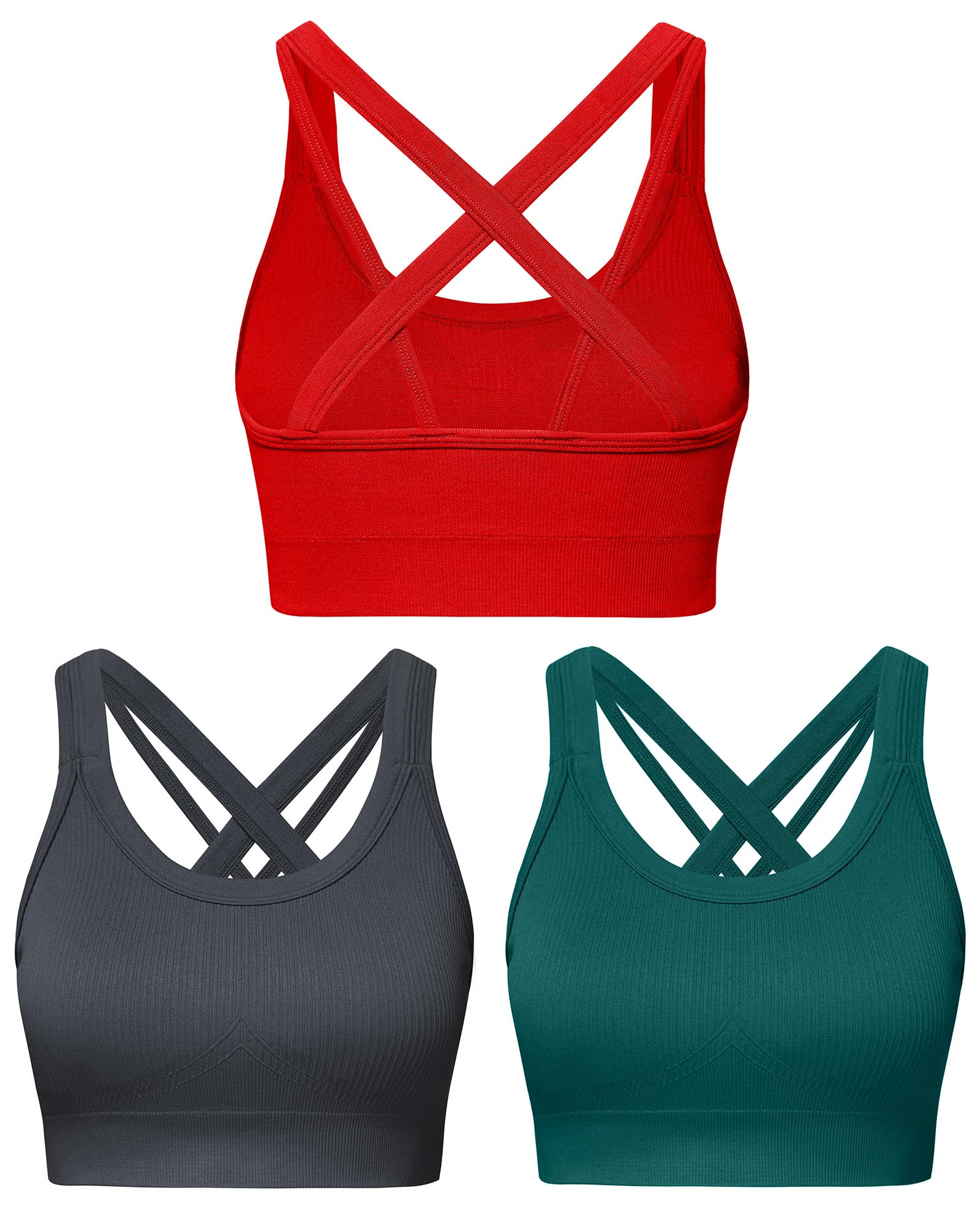 Sports Bras for Women HIigh Support, Criss-Cross Back Padded Strappy High Impact Sports Bras for Women Large Bust