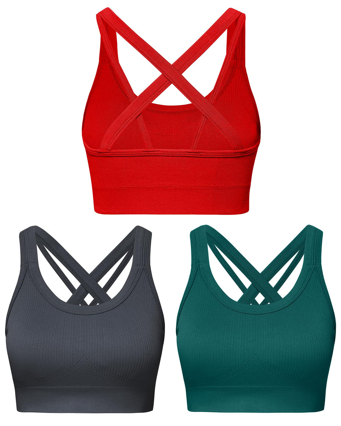 Sports Bras for Women HIigh Support, Criss-Cross Back Padded Strappy High Impact Sports Bras for Women Large Bust