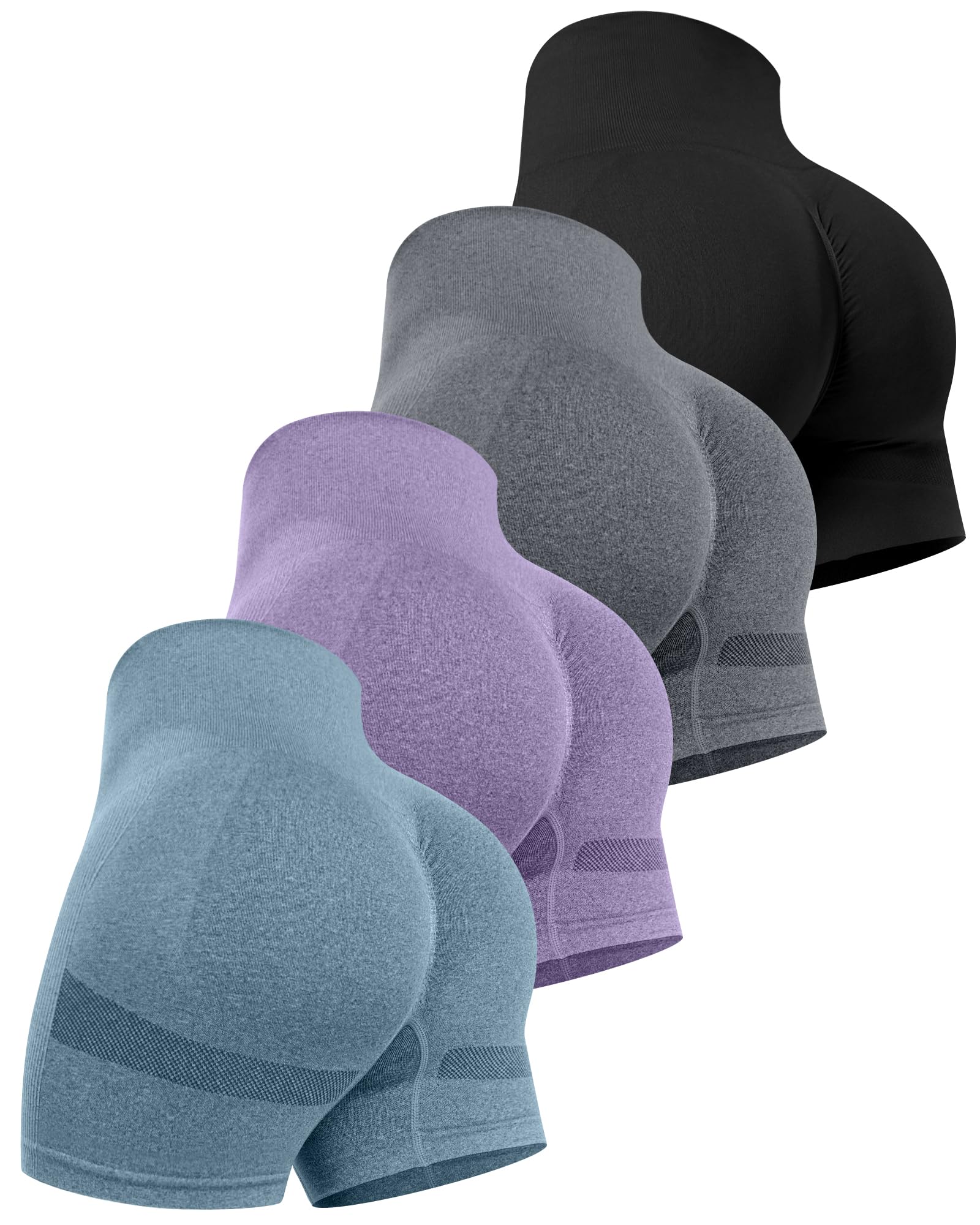 CHRLEISURE Workout Shorts Sets for Women, High Waisted Gym Butt Lifting Scrunch Butt Seamless Shorts