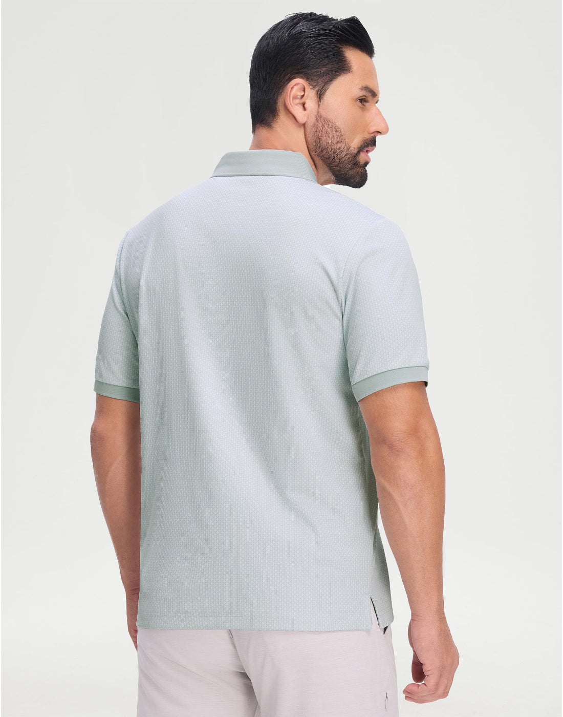 M MAELREG Mens Golf Polo Shirts Jacquard Ribbed Collar Performance Moisture Wicking Dry Fit Short Sleeve Golf Shirts for Men