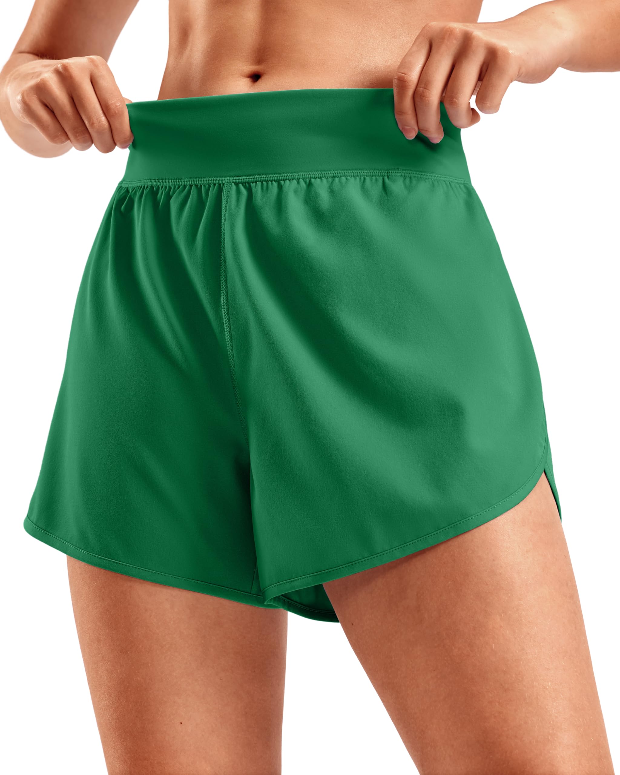 Soothfeel Running Athletic Shorts for Women 3"/4" Dolphin Split High Waisted Womens Gym Workout Shorts with Liner Quick Dry
