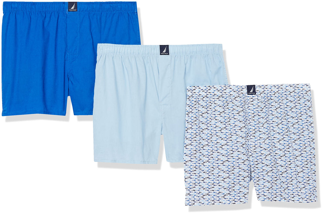 Nautica Men's Classic Cotton 3-Pack Woven Boxers