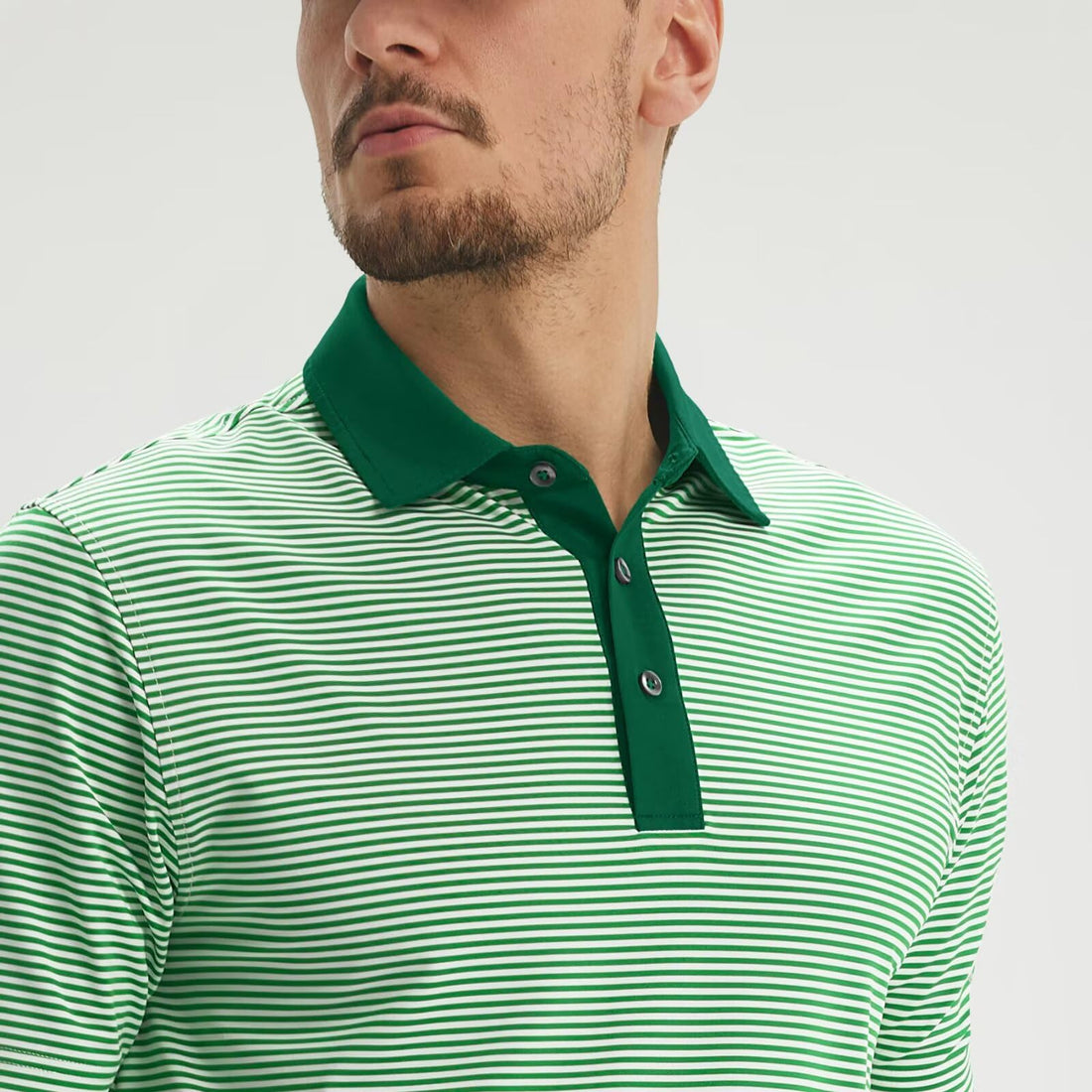 M MAELREG Golf Shirts for Men Moisture Wicking Dry Fit Striped Polo Performance Sport Mens Polo Shirts Short Sleeve