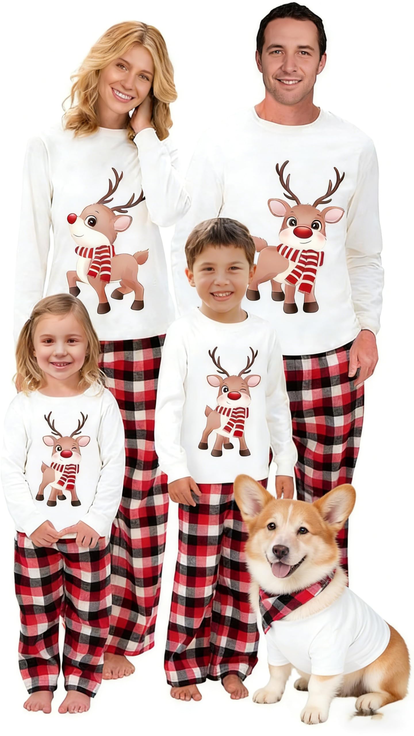 OAKFashion Christmas Family Pajamas Holiday Christma Pajama Family Matching Pjs Set Sleepwear Xmas Jammies