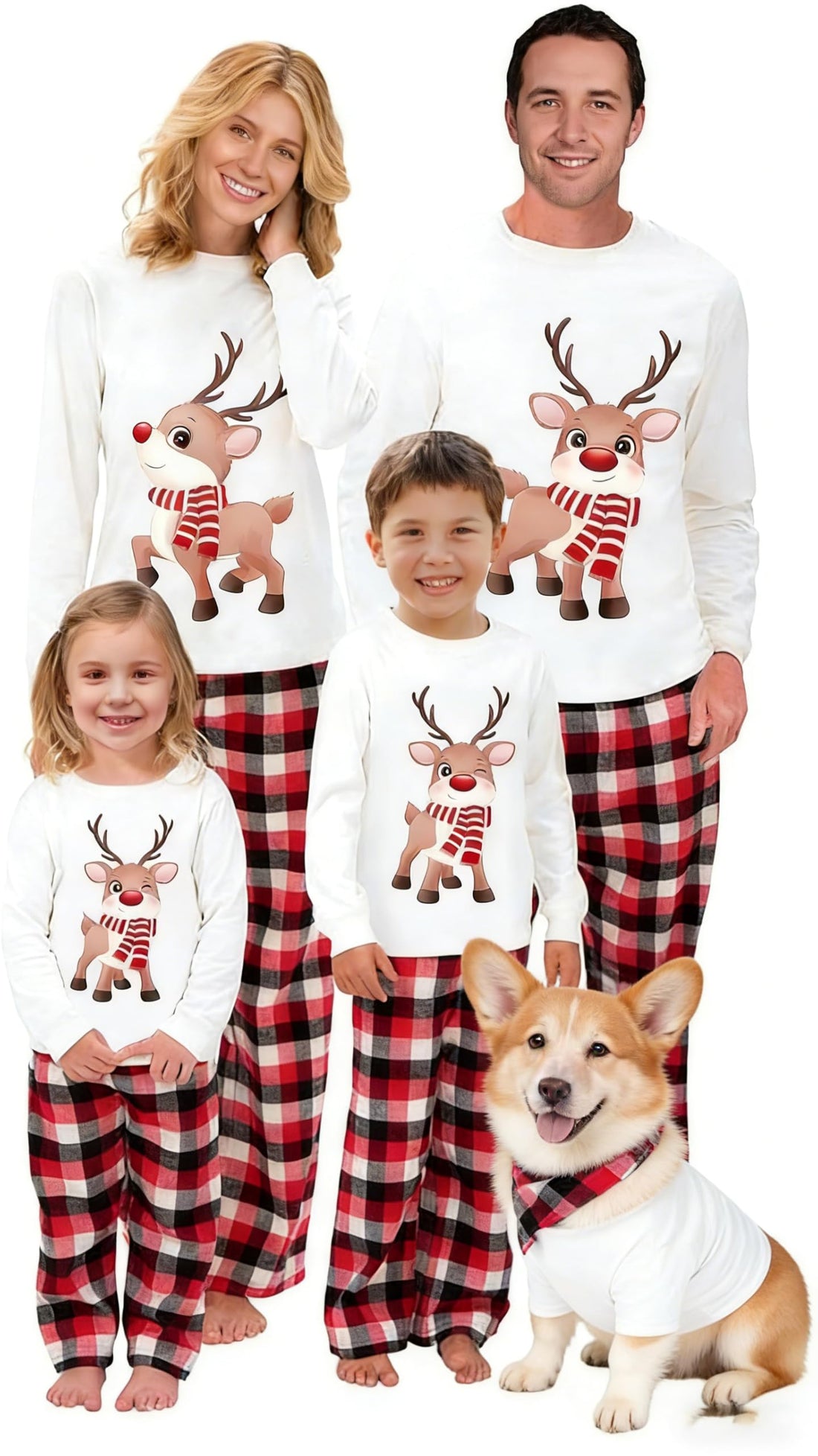 OAKFashion Christmas Family Pajamas Holiday Christma Pajama Family Matching Pjs Set Sleepwear Xmas Jammies