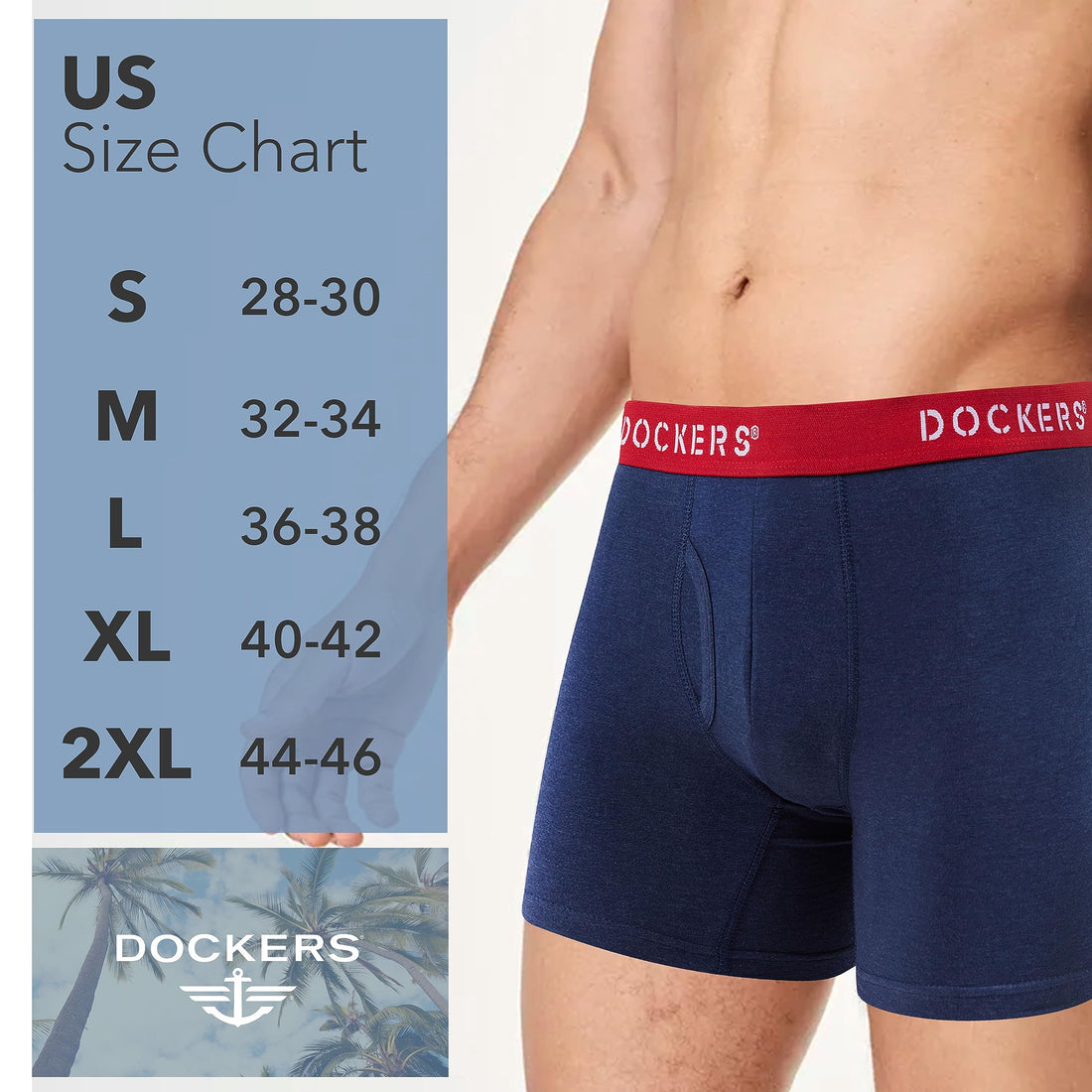 DOCKERS Mens Boxer Briefs Breathable Cotton Underwear for Men Pack of 5