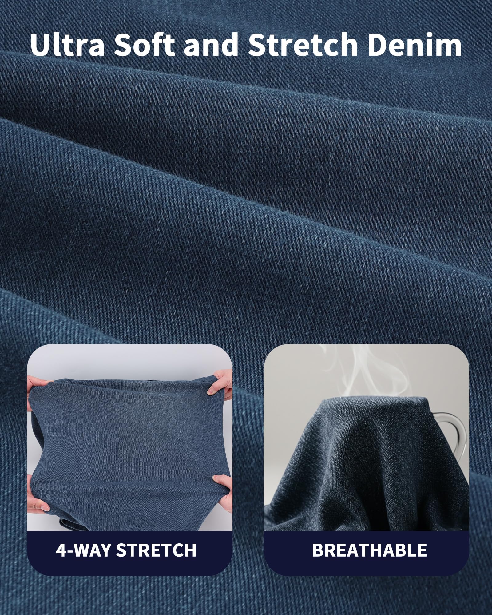 Pull On Jeans for Women Wide Leg High Waisted Stretch Baggy Jeans Casual Trendy Straight Denim Pants (with Plus Size)
