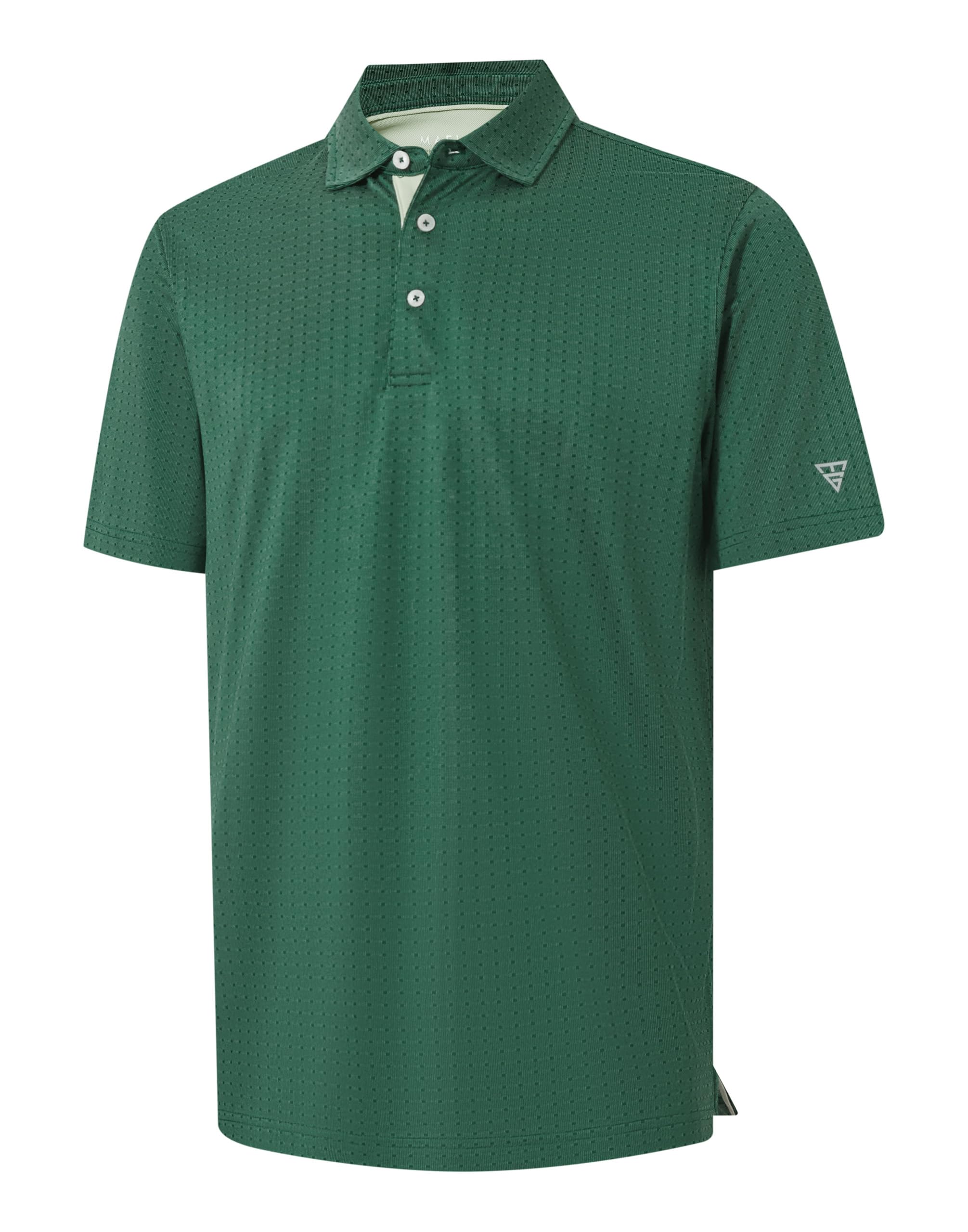 M MAELREG Mens Golf Polo Shirts Jacquard Ribbed Collar Performance Moisture Wicking Dry Fit Short Sleeve Golf Shirts for Men