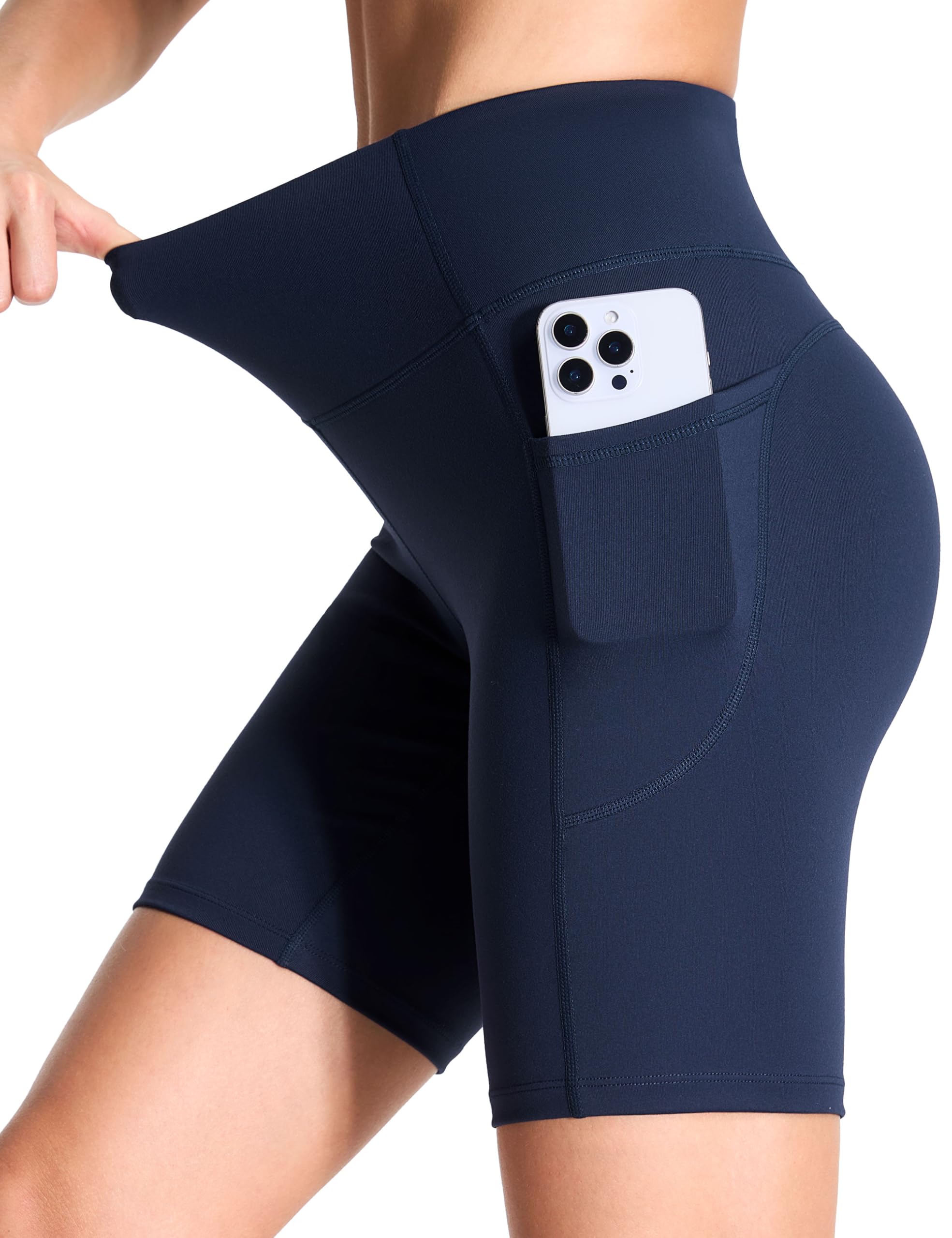 THE GYM PEOPLE High Waist Yoga Shorts for Women's Tummy Control Fitness Athletic Workout Running Shorts with Deep Pockets