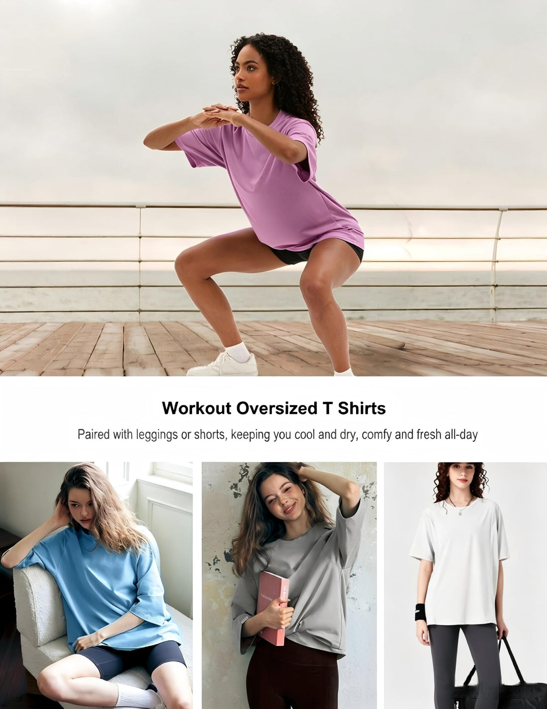 Kinglaman 5 Pack Workout Oversized T Shirts for Women, Short Sleeve Plus Size Baggy Dry Fit Athletic Gym Shirts Tops Tees