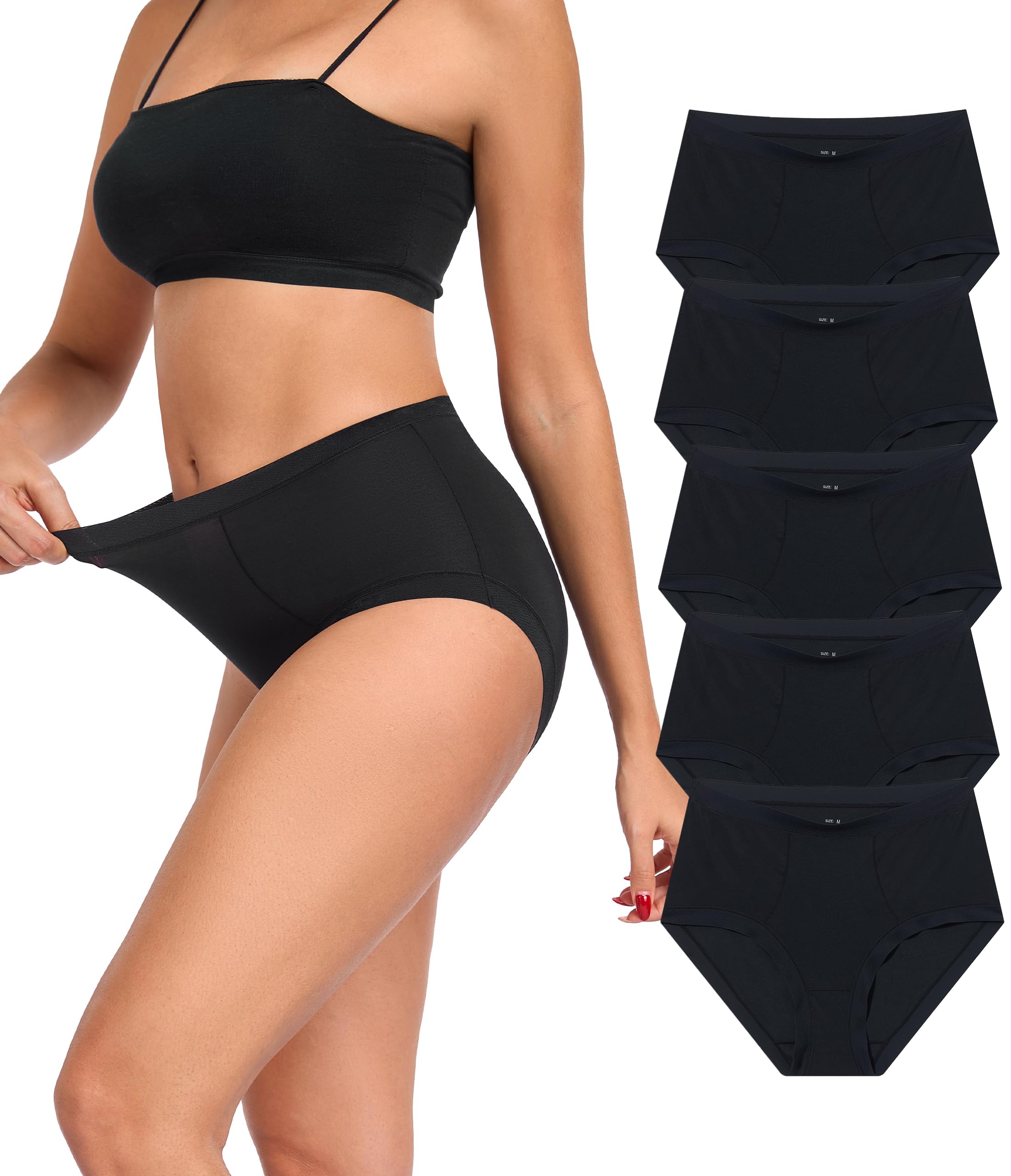 ANLIQI Women's Cotton Modal Ployamide Bikini Panties, Soft Moisture Wicking Hipster Briefs Undies for Ladies Multi-Pack