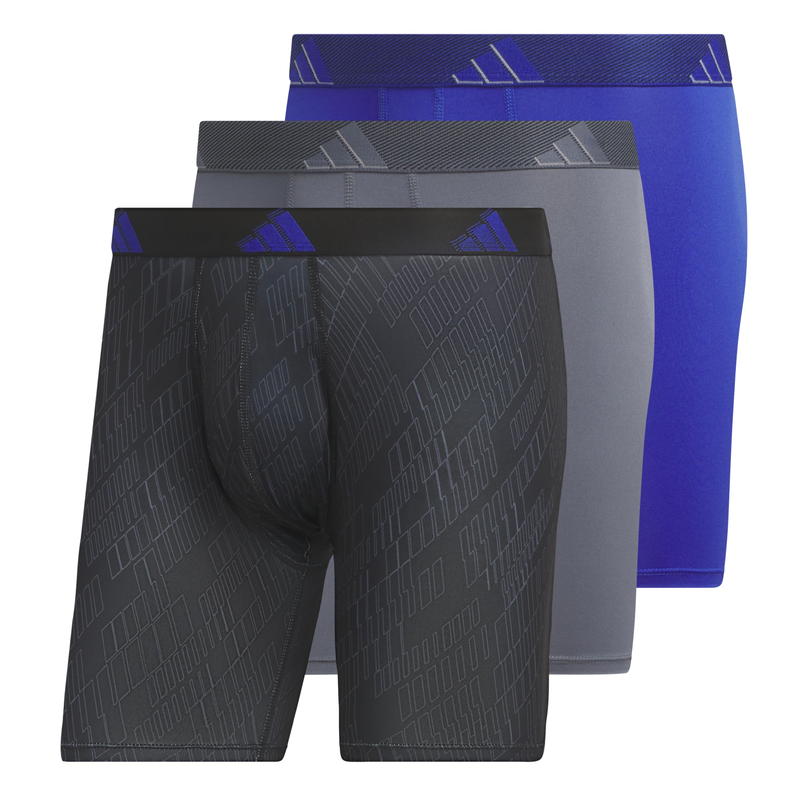 adidas Men's Microfiber Boxer Briefs (3-pack) performance Stretch Moisture-wicking Underwear