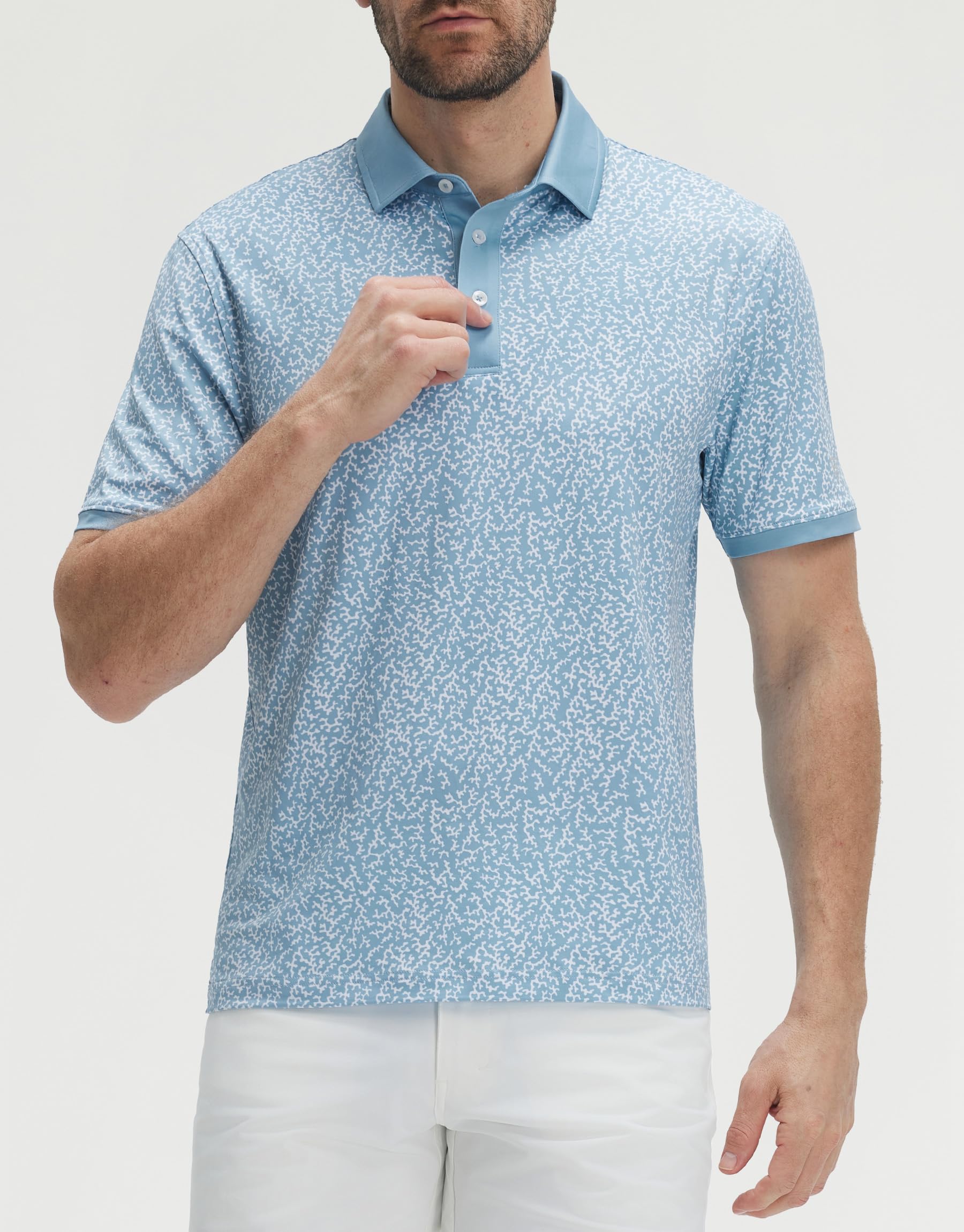 M MAELREG Golf Polo Shirts for Men Dry Fit Performance Lightweight Printing Contrast Collar Mens Golf Shirts Short Sleeve