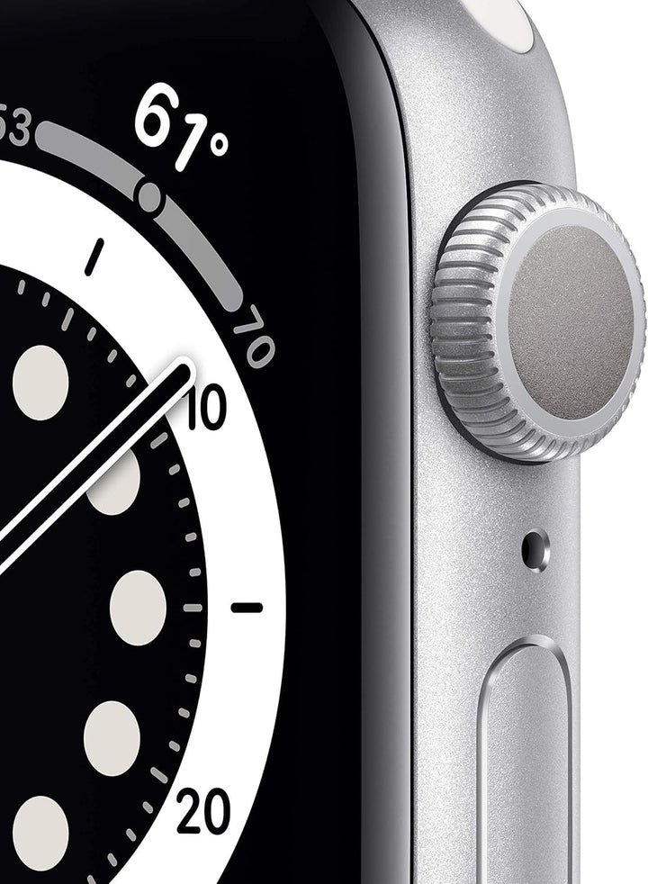 Apple Watch Series 6 (GPS, 40mm) - Silver Aluminum Case with White Sport Band (Renewed)