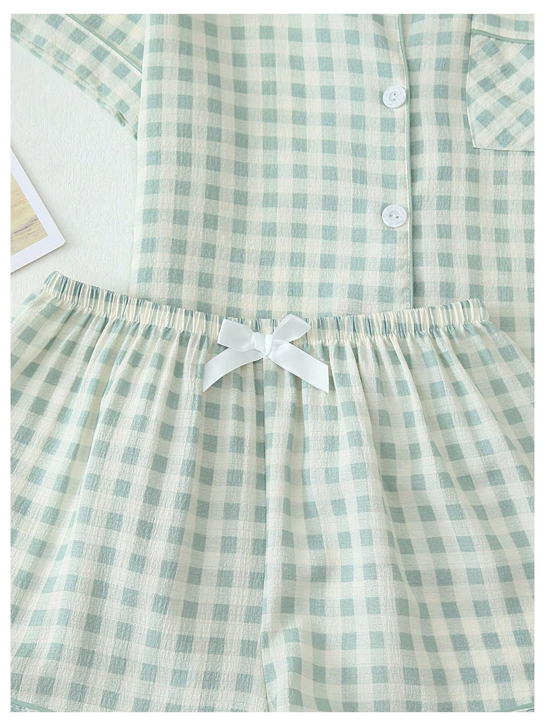 Verdusa Pajamas Sets 2 Piece Gingham Cute Button Down Shirts with Shorts