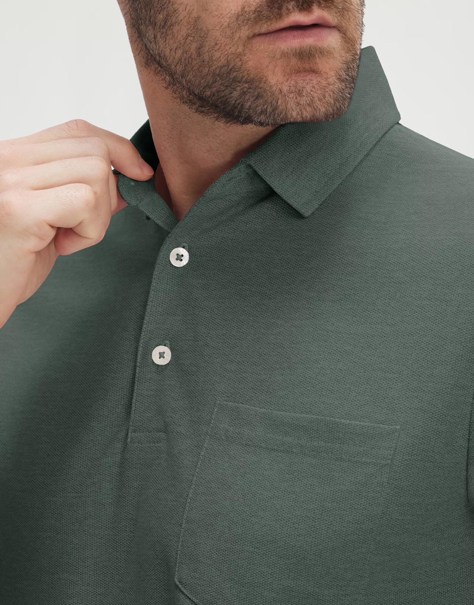 M MAELREG Golf Shirts for Men Heather Pocket Lightweight Moisture Wicking Cllared Stretch Mens Polo Shirts Short Sleeve