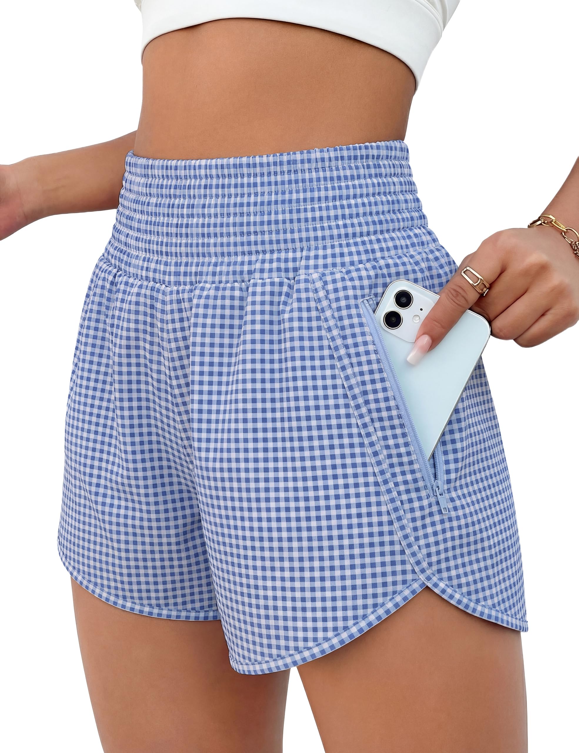 BMJL Women's Athletic Shorts High Waisted Running Short Pocket 2.5" Sporty Shorts Gym Workout Shorts