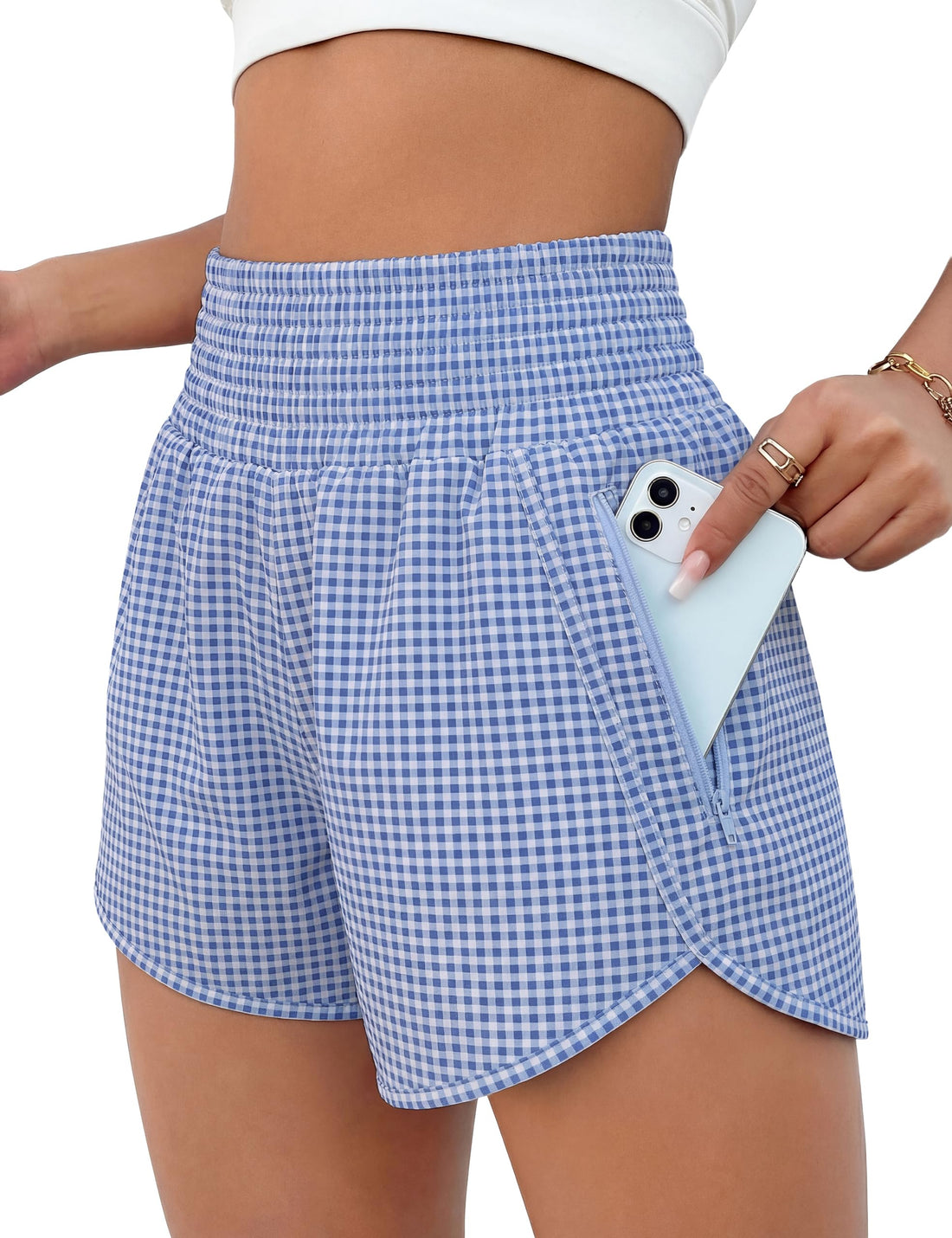 BMJL Women's Athletic Shorts High Waisted Running Short Pocket 2.5" Sporty Shorts Gym Workout Shorts