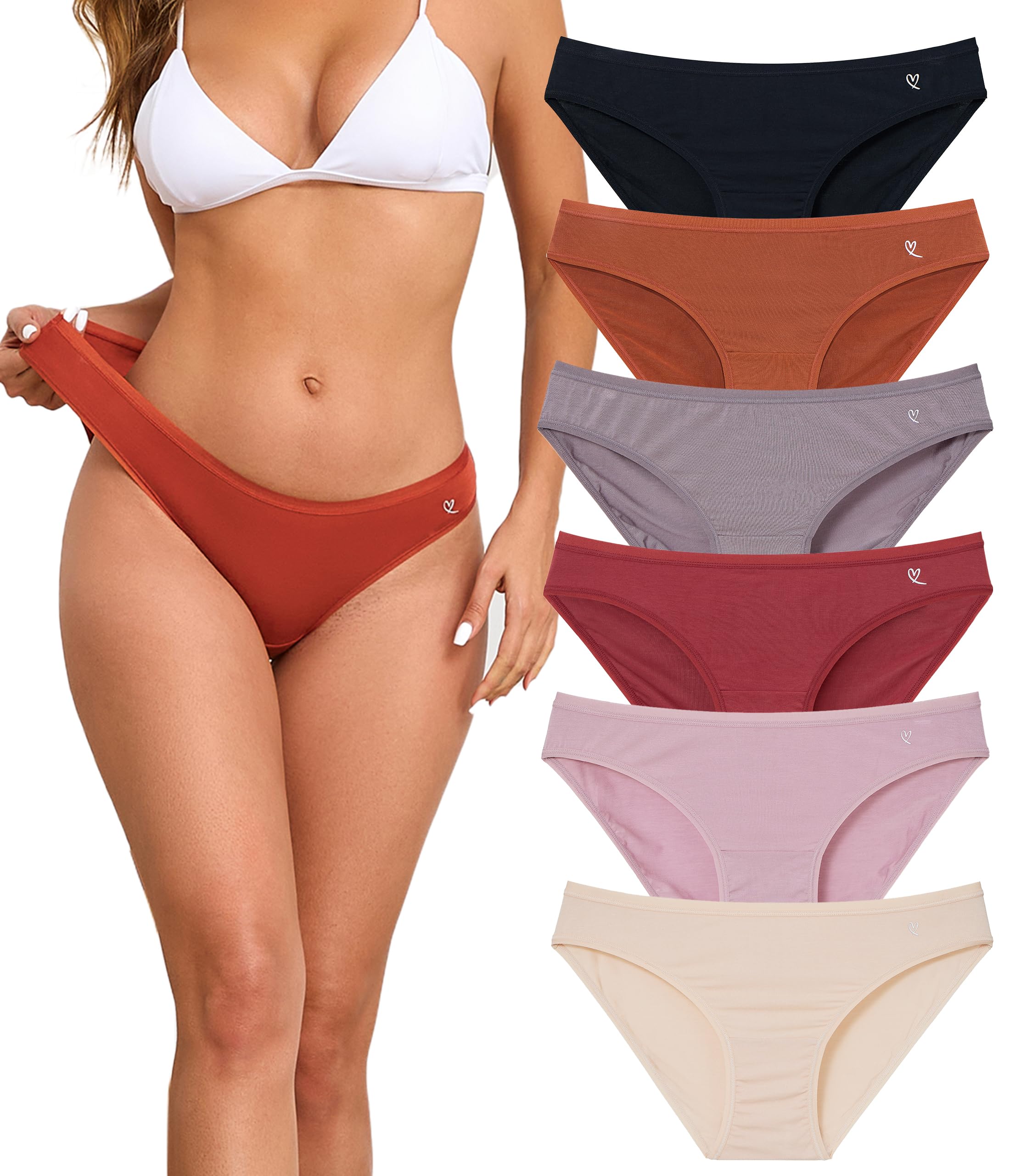 ANLIQI Modal Underwear Women Supersoft Bikini Panties for Women Pack Hi Cut Hipster Breathable Comfy Stretchy Ladies Undies