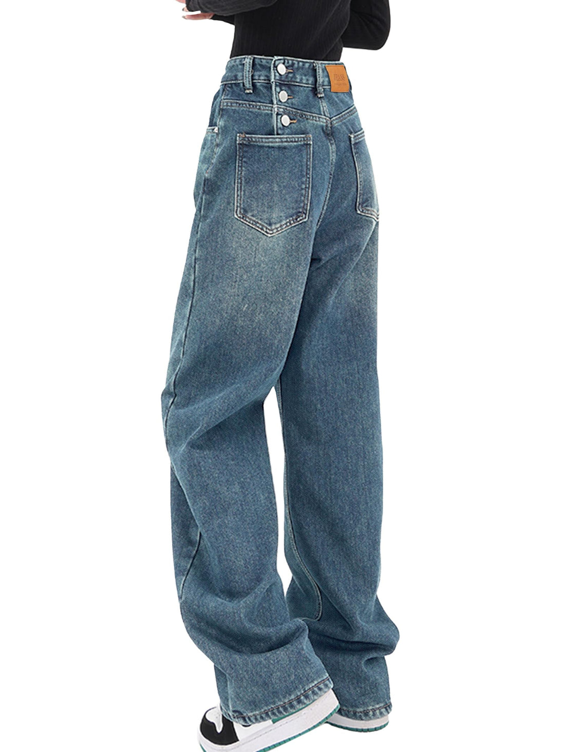 EMMIOL Women Baggy Jeans High Waist Boyfriend Streetwear Vintage Jeans Wide Leg Denim Pants