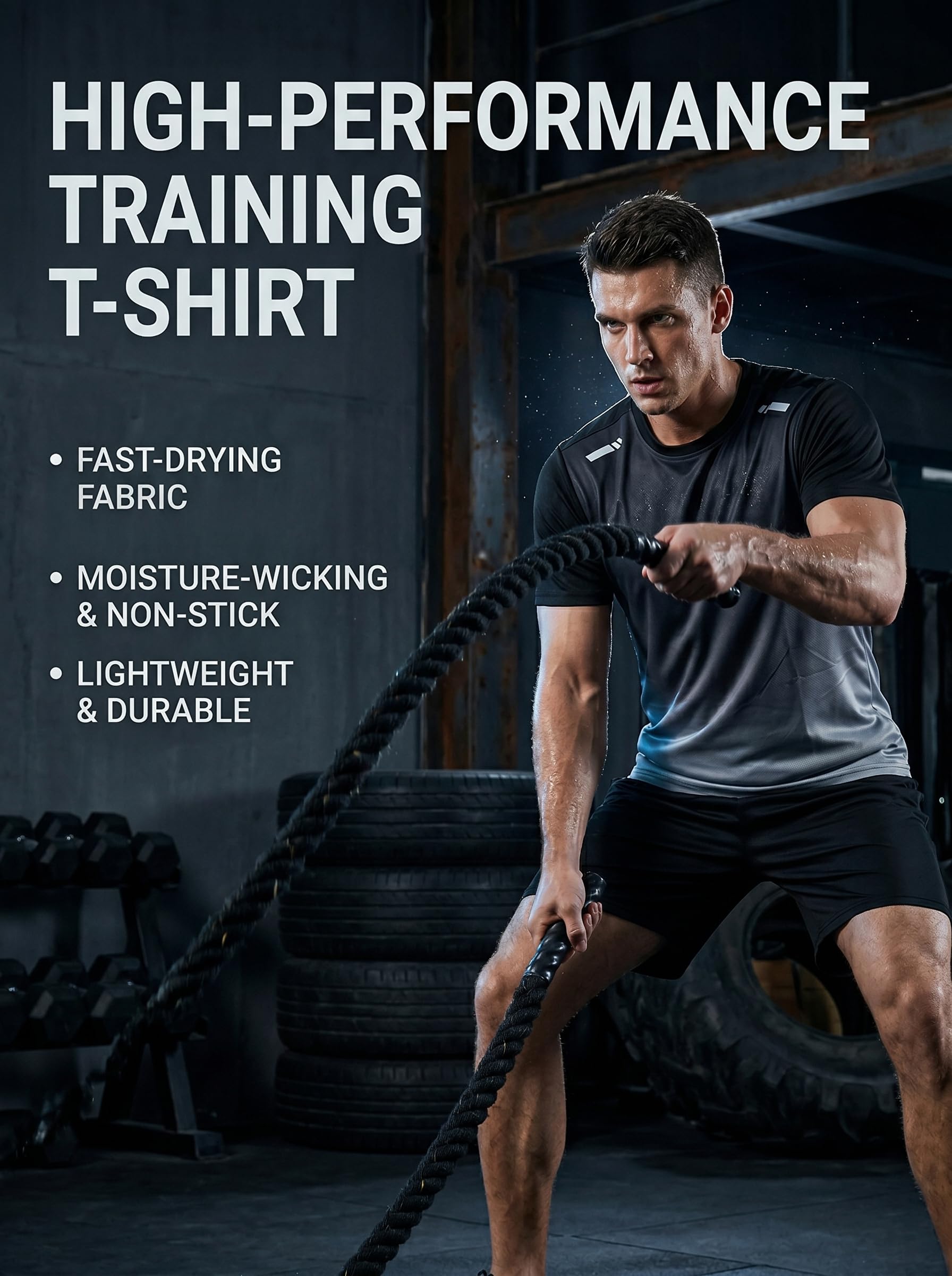 3 Pack Mens T-Shirts - Dry Fit Workout Shirts for Men, Gradient Athletic Short Sleeve Mesh Tees, Quick Dry Gym Tops