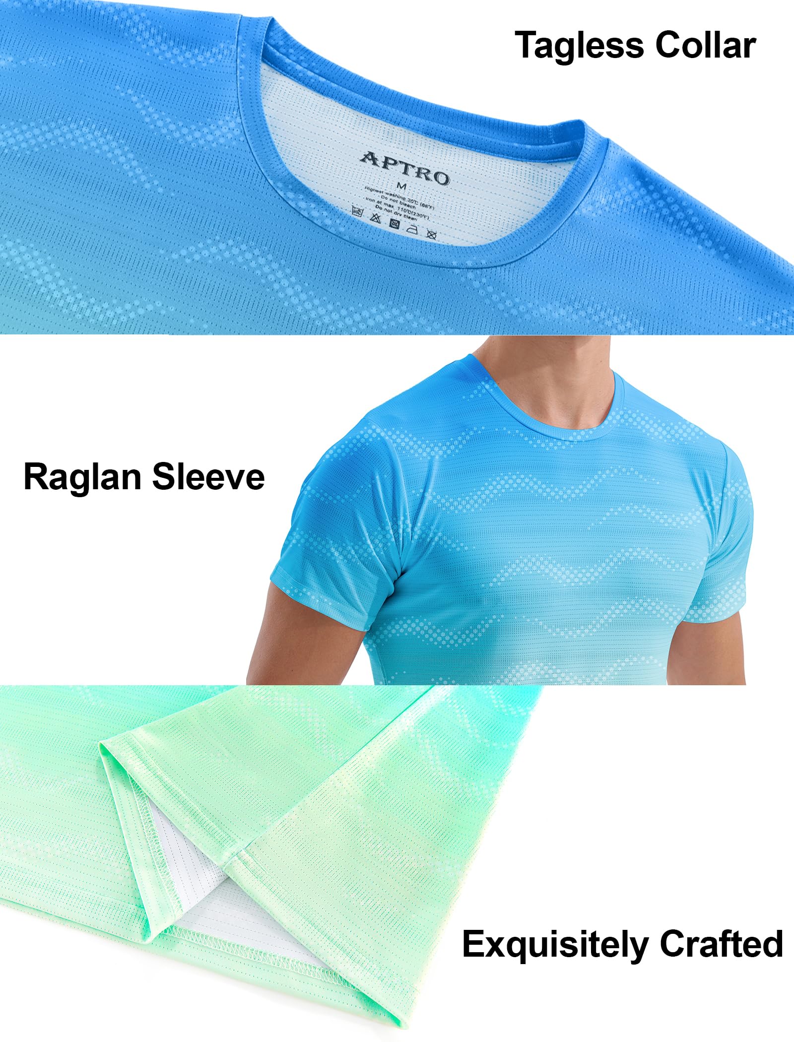 APTRO Mens Dry Fit Workout Shirts Quick Dry Performance Gym T Shirts for Men Athletic Running Training Top