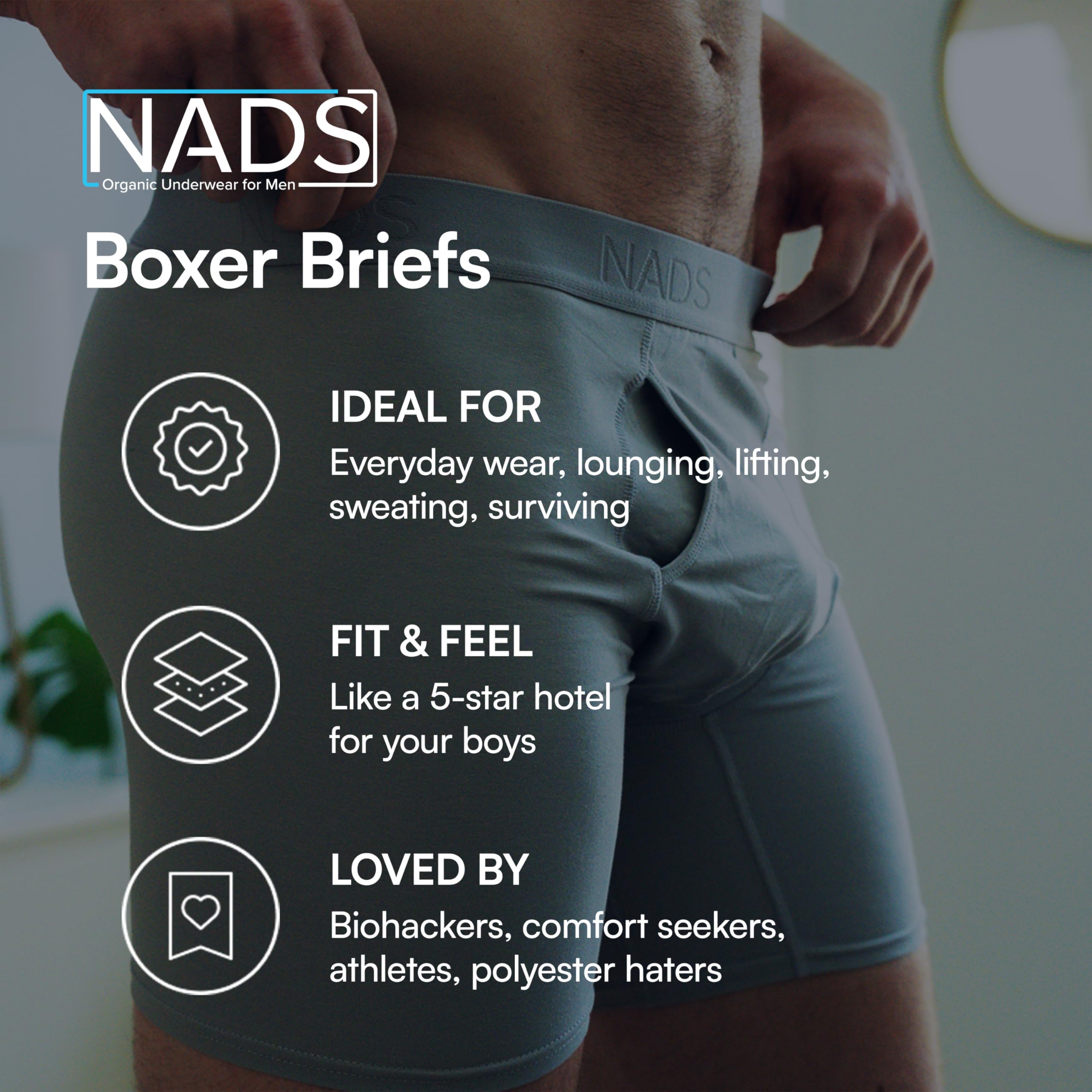 NADS Organic Cotton Boxer Briefs – Hormone-Friendly, Non-Toxic Men’s Underwear for Comfort, Support & Safer Nuts – Multi-Pack