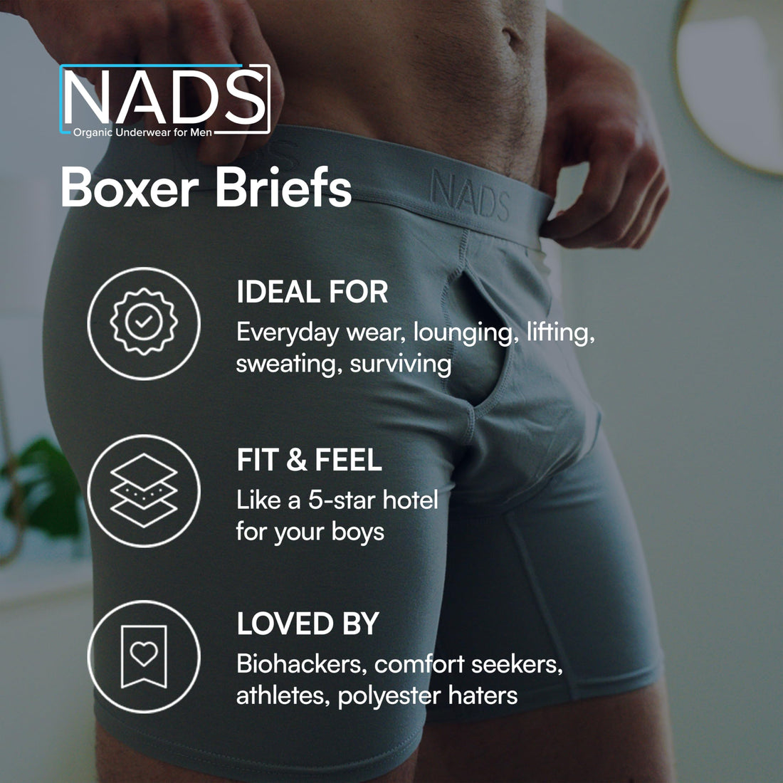 NADS Organic Cotton Boxer Briefs – Hormone-Friendly, Non-Toxic Men’s Underwear for Comfort, Support & Safer Nuts – Multi-Pack
