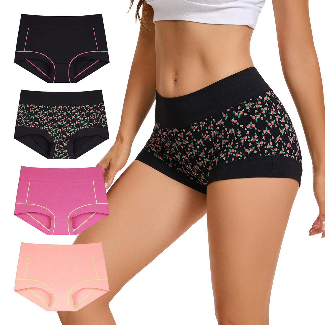 INNERSY Women's Cotton Boyshorts Underwear Soft Boxer Briefs 4-Pack