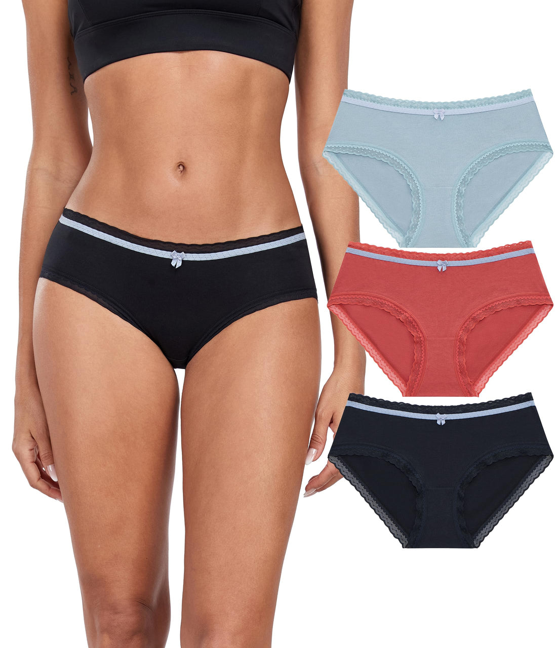 ANLIQI Women's Cotton Underwear Bikini Panties for Women Pack Moisture Wicking Soft Breathable Undies Stretch Hipster S-3XL