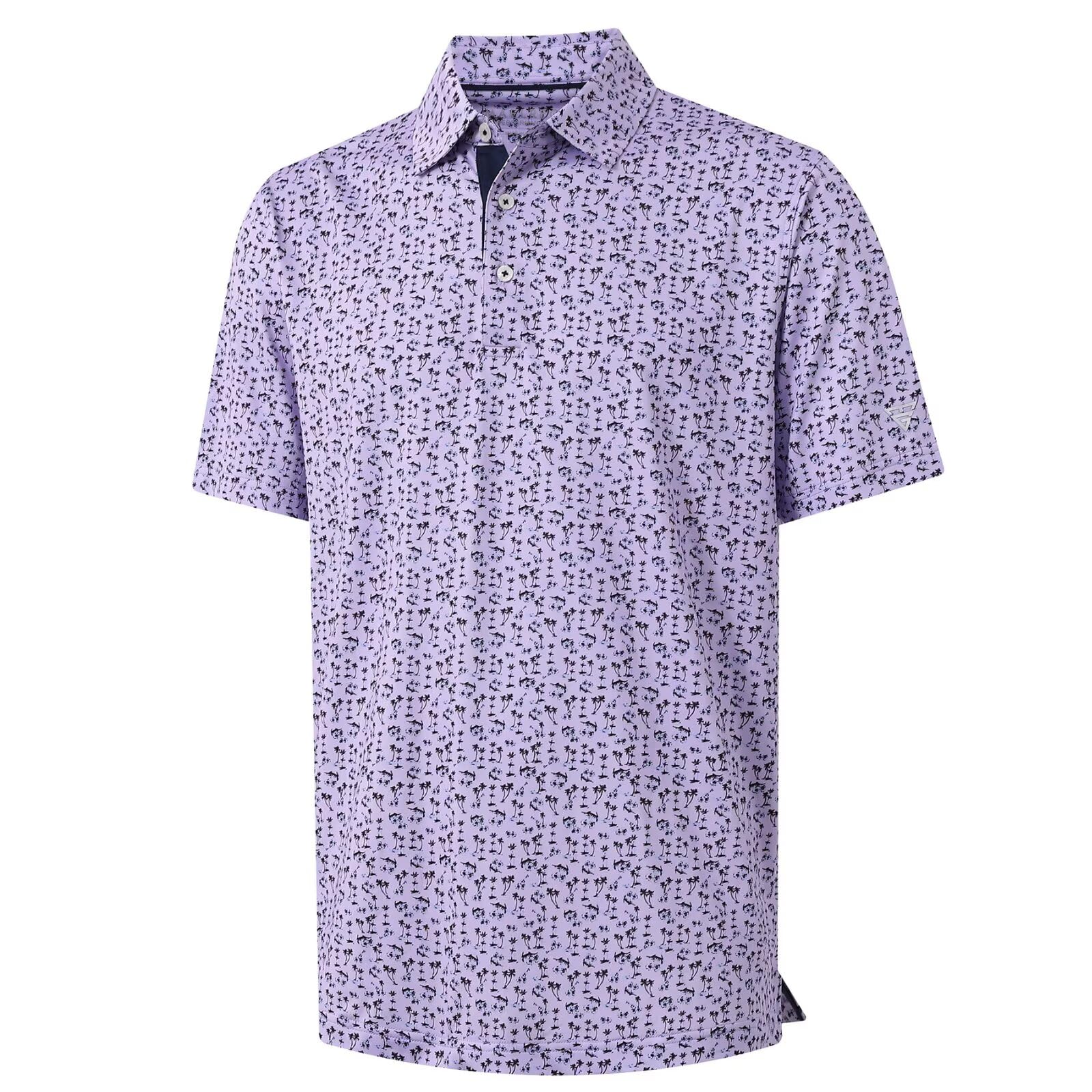 M MAELREG Mens Golf Shirt Short Sleeve Dry Fit Print Moisture Wicking Performance Patterns Collared Polo Shirt