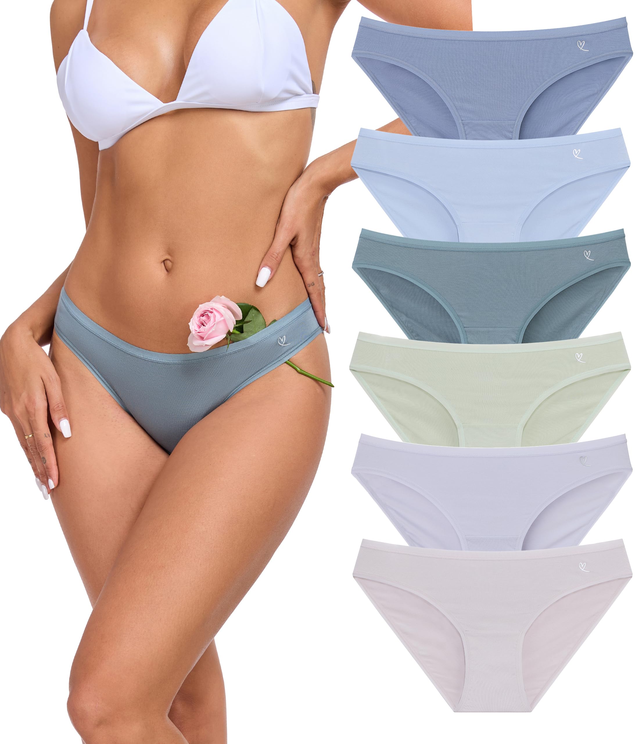ANLIQI Modal Underwear Women Supersoft Bikini Panties for Women Pack Hi Cut Hipster Breathable Comfy Stretchy Ladies Undies