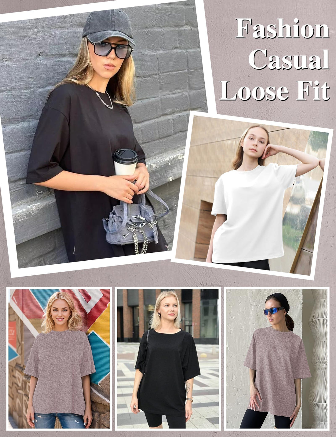 HOPLYNN 3 Pack Oversized Tshirts for Women, Summer Baggy Loose Fit Tops Crew Neck Workout Tees Plus Size T Shirts