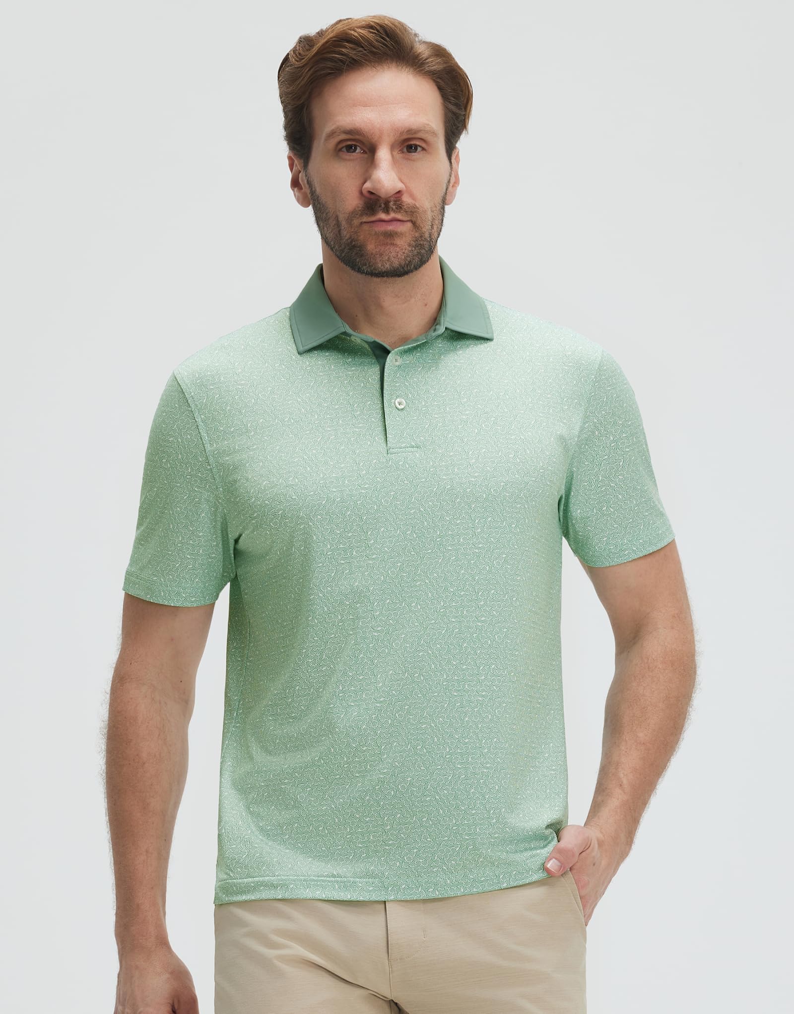 M MAELREG Golf Shirts for Men Short Sleeve Print Patterns Moisture Wicking Performance Lightweight Collared Mens Polo Shirts