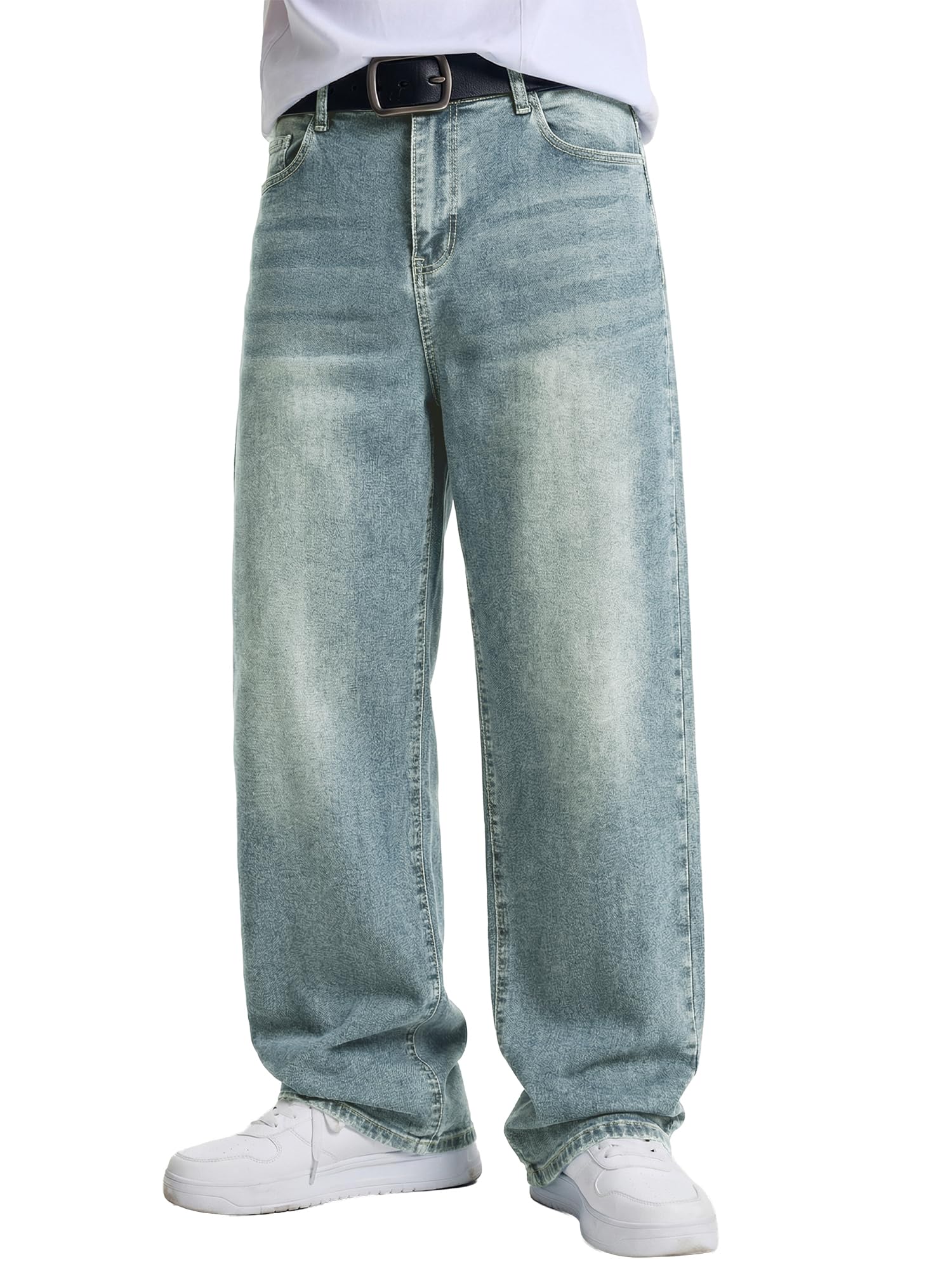 JMIERR Mens Baggy Jeans Wide Leg Y2K Loose Fit Denim Pants | Vintage Relaxed Loose Fit, Stretch, Straight Leg, Skater Streetwear, 5 Pockets, Casual Carpenter Jean, Hip Hop