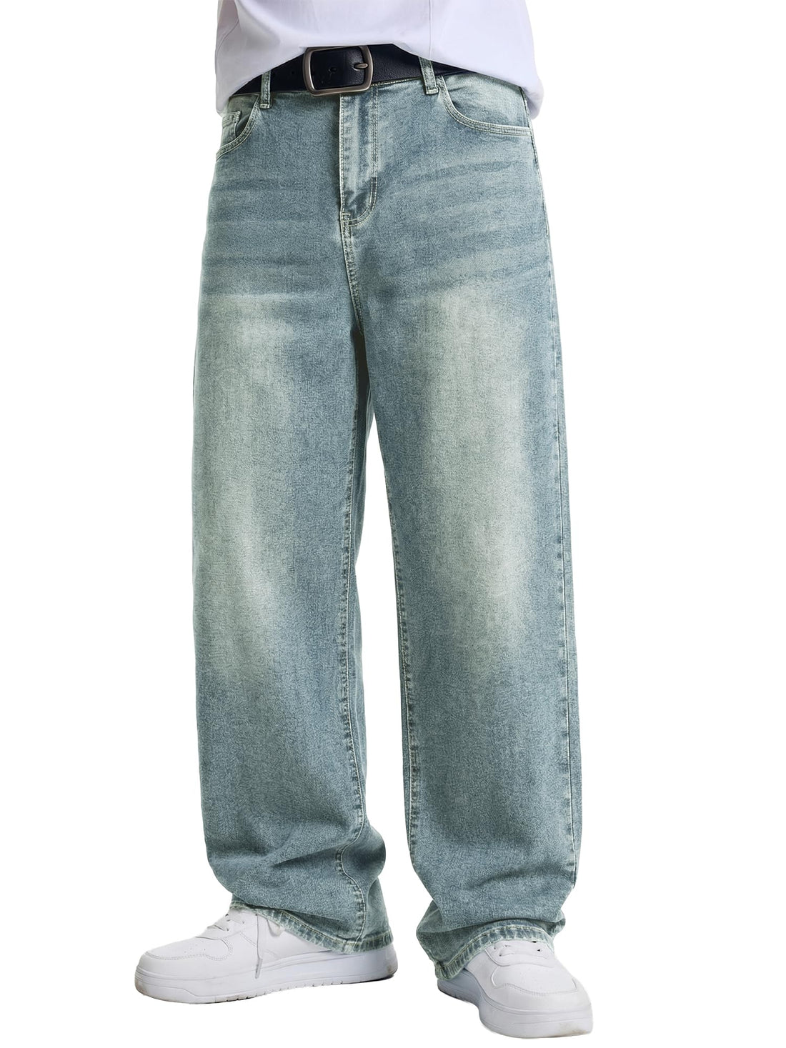 JMIERR Mens Baggy Jeans Wide Leg Y2K Loose Fit Denim Pants | Vintage Relaxed Loose Fit, Stretch, Straight Leg, Skater Streetwear, 5 Pockets, Casual Carpenter Jean, Hip Hop
