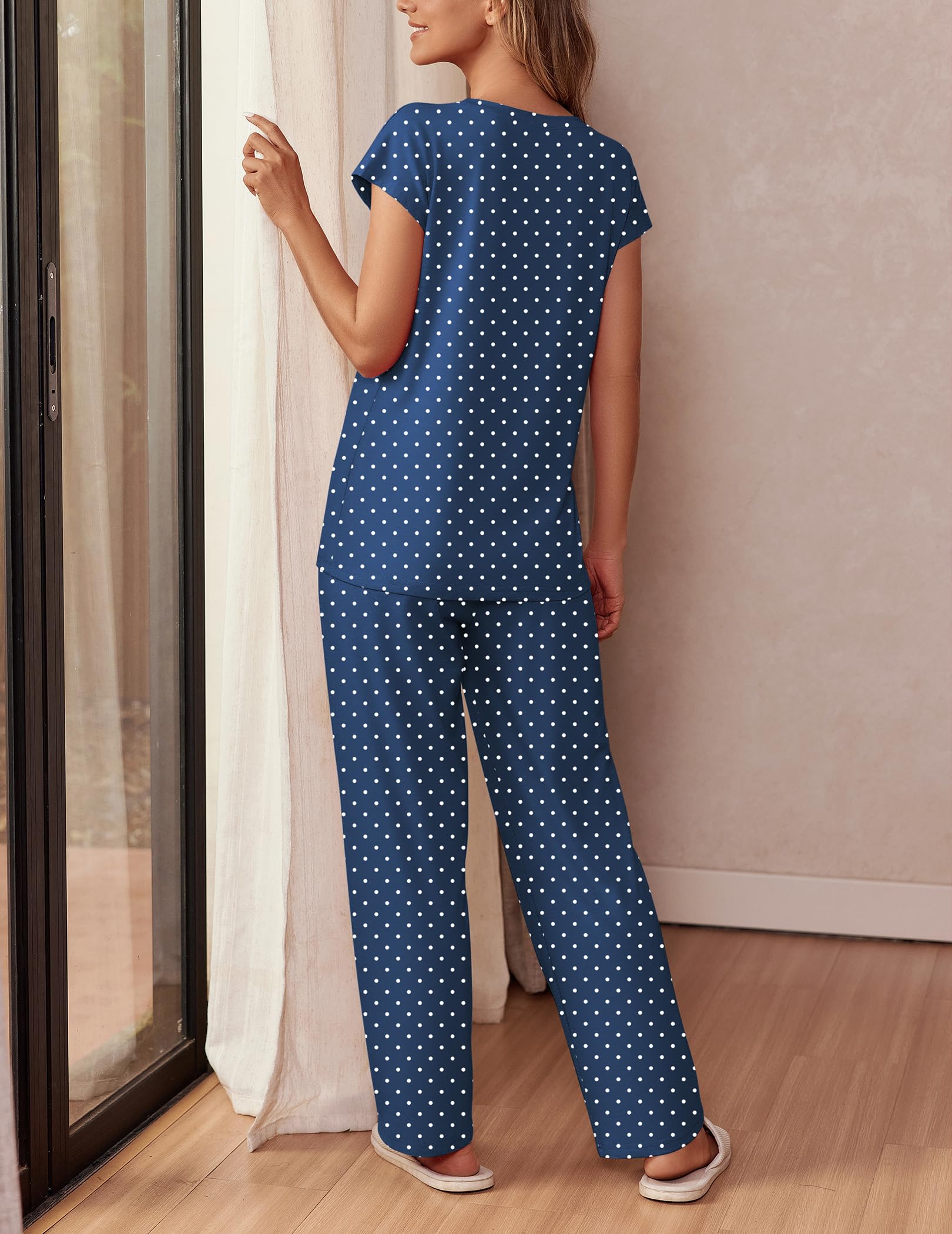 Ekouaer Womens Pajama Sets 2 Pcs Short Sleeve Lounge Set with Pockets