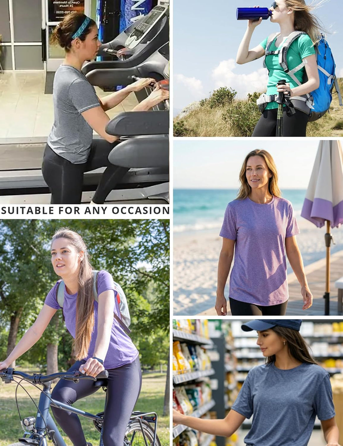 Kinglaman 5/6 Pack Workout Tops Gym Shirts for Women Dry Fit UPF 50+ Sun UV Protection Swim Athletic Yoga Tee T Shirts Tops