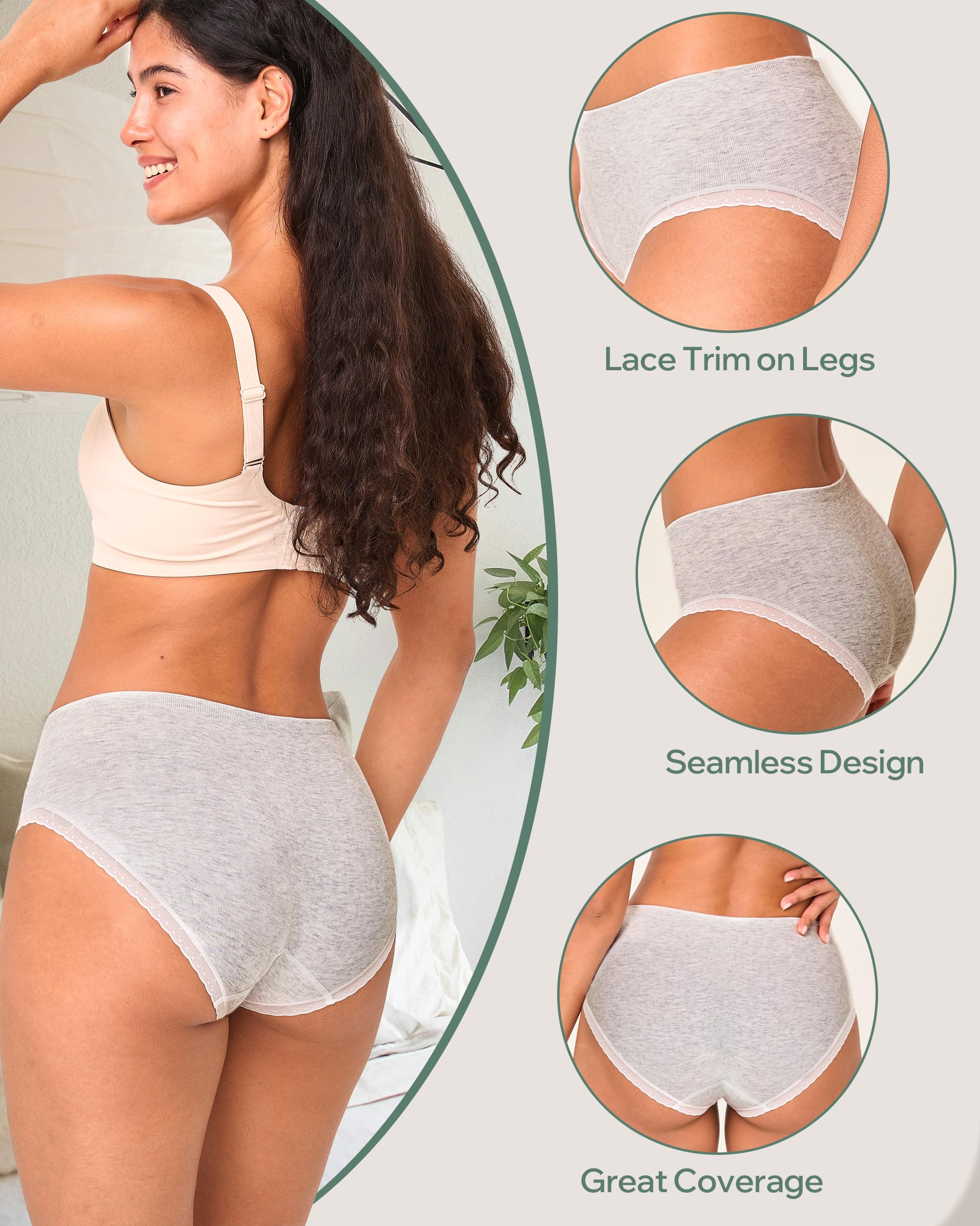 BAMBOO COOL Women's Underwear Ladies Brief Seamless Panties Moisture Wicking Stretchy Full Coverage
