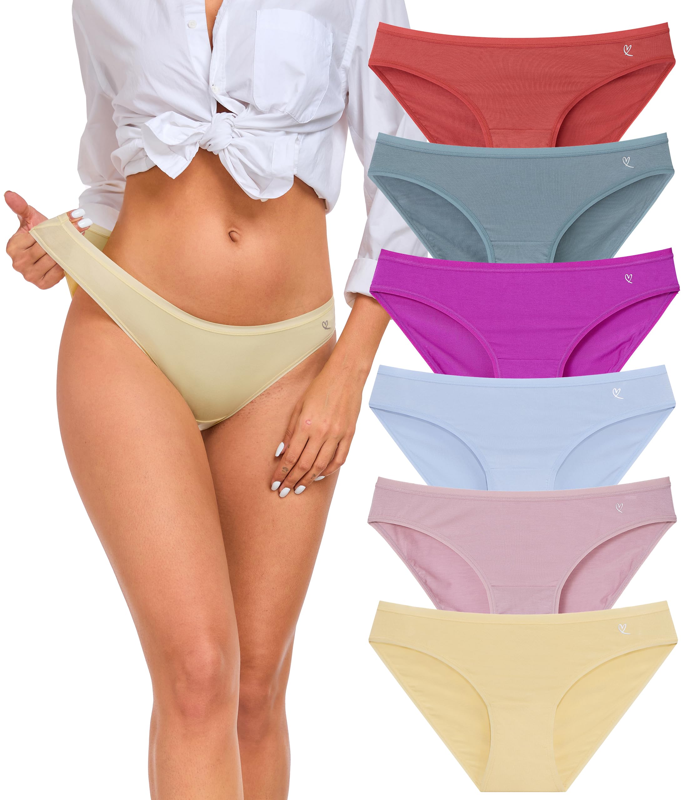 ANLIQI Modal Underwear Women Supersoft Bikini Panties for Women Pack Hi Cut Hipster Breathable Comfy Stretchy Ladies Undies