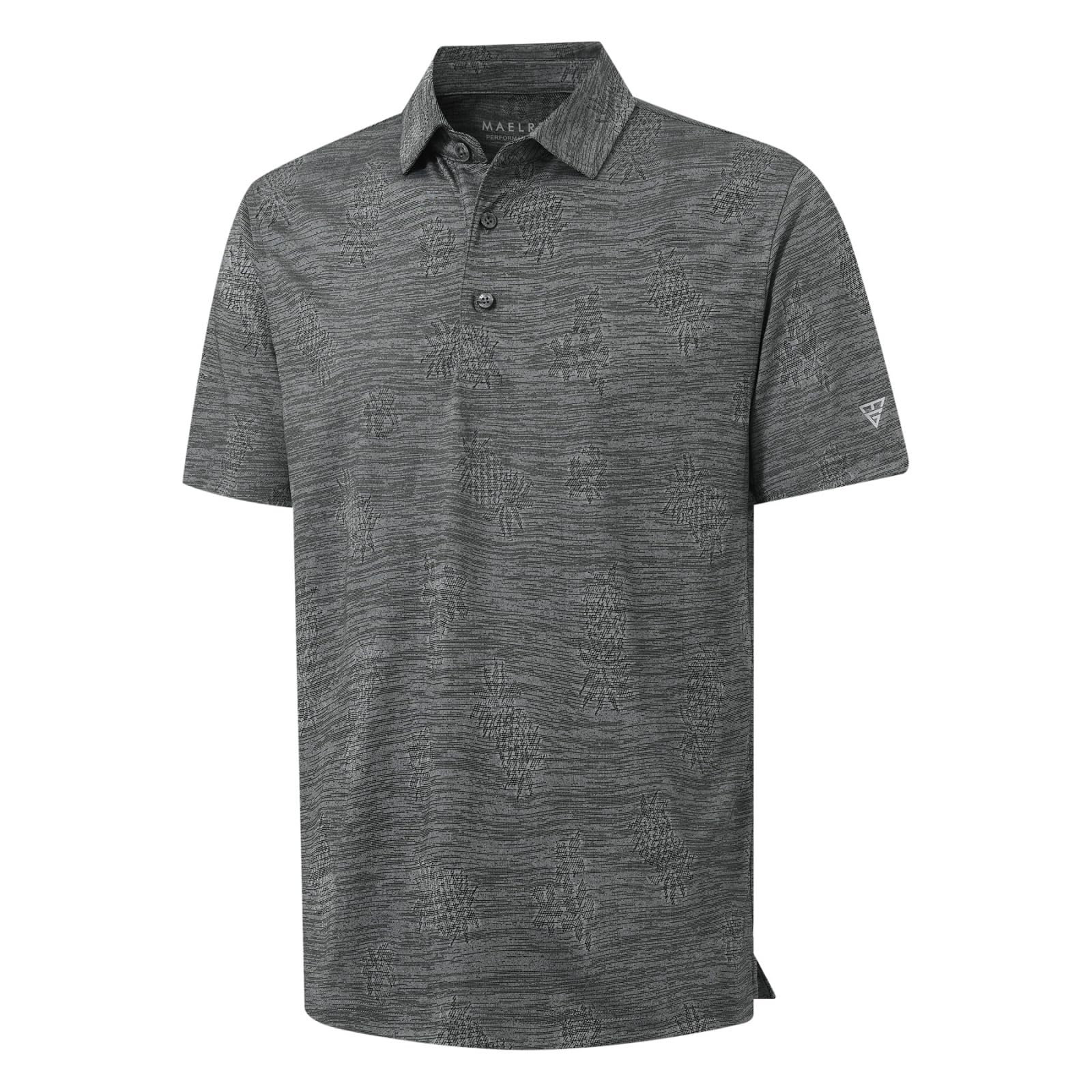 M MAELREG Short Sleeve Golf Shirts for Men Moisture Wicking Performance Lightweight Jacquard 3 Button Polo Shirts for Men