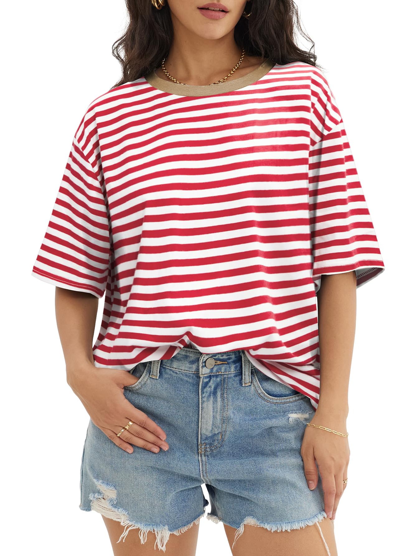 ATHMILE Womens Oversized T Shirts Casual Tee Workout Tops Gym Clothes Summer Loose Fit Short Sleeve Graphics Basic Y2K 2026