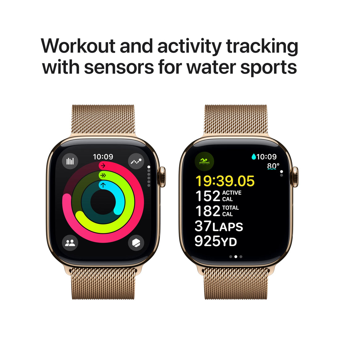 Apple Watch Series 10 [GPS + Cellular 46mm case] Smartwatch with Gold Titanium Case with Gold Milanese Loop - M/L. Fitness Tracker, ECG App, Always-On Retina Display, Carbon Neutral