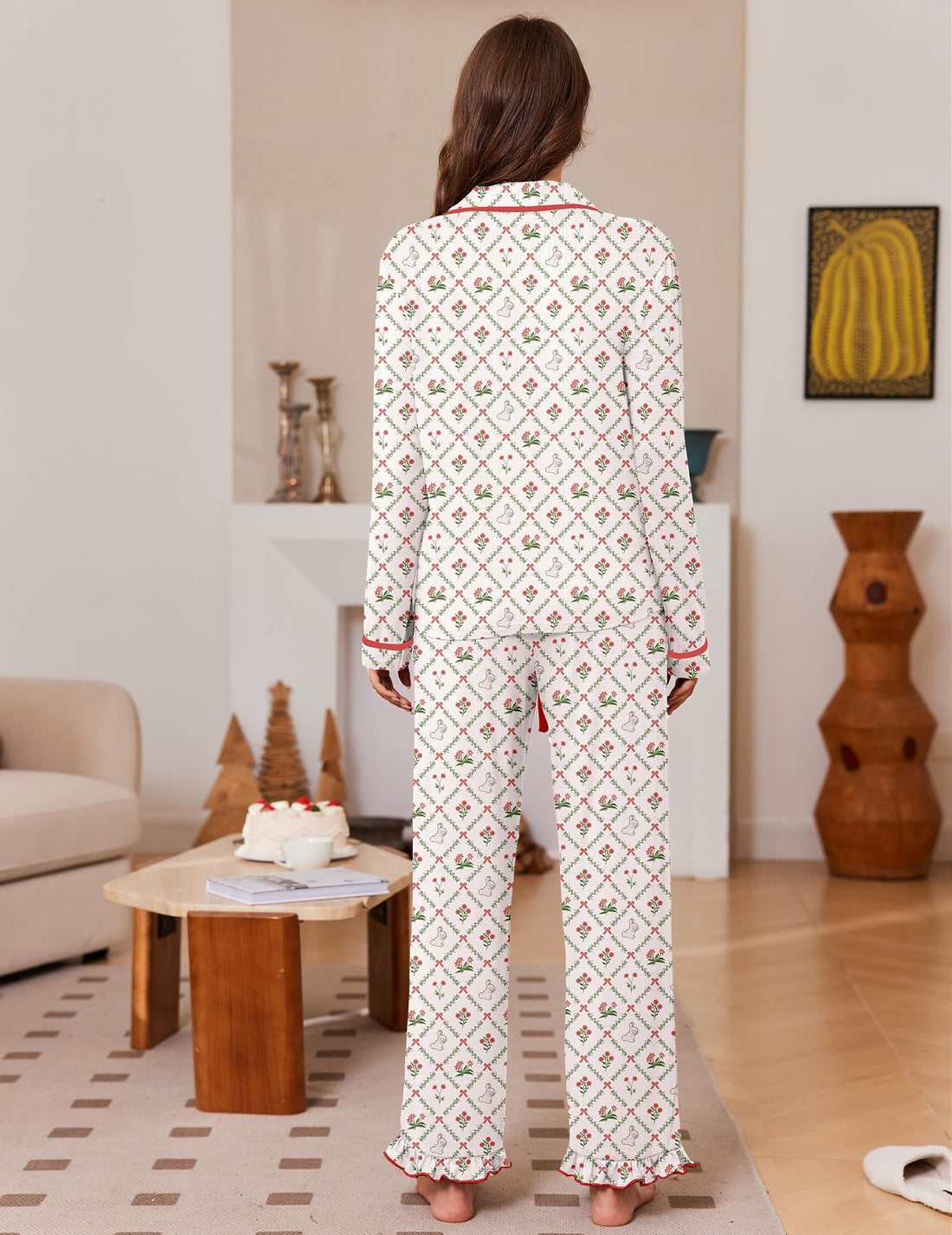 Ekouaer Womens Pajama Sets Long Sleeve Sleepwear Button Down Pjs Loungewear